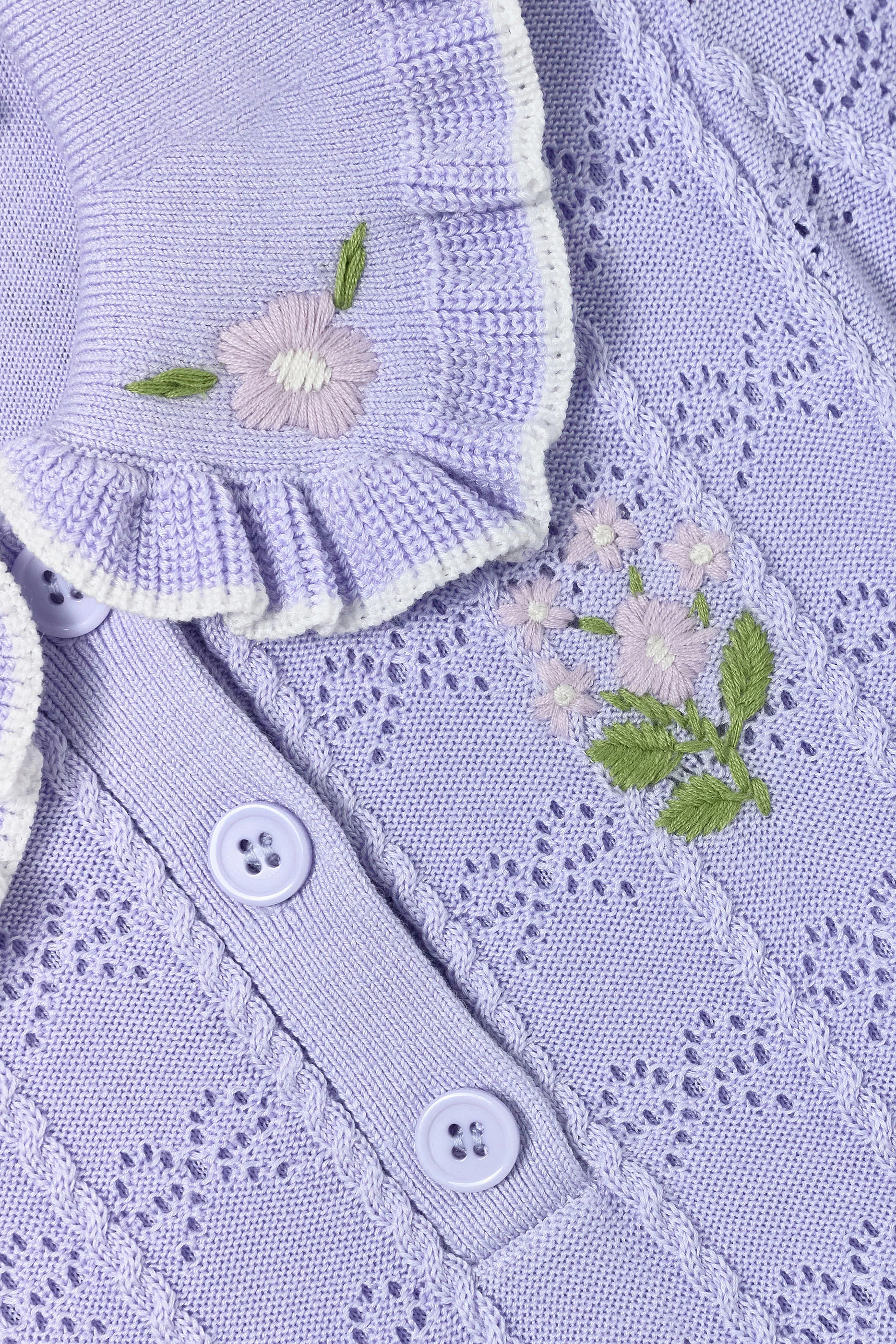 Kids Pleated Pointelle Knit Dress 