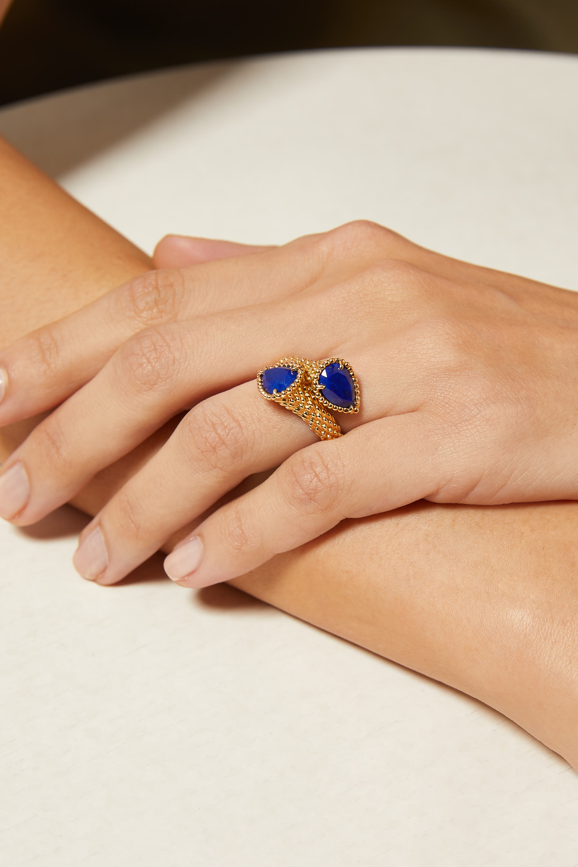 Toi Et Moi Serpent Boh&egrave;me Lapis Lazuli Ring