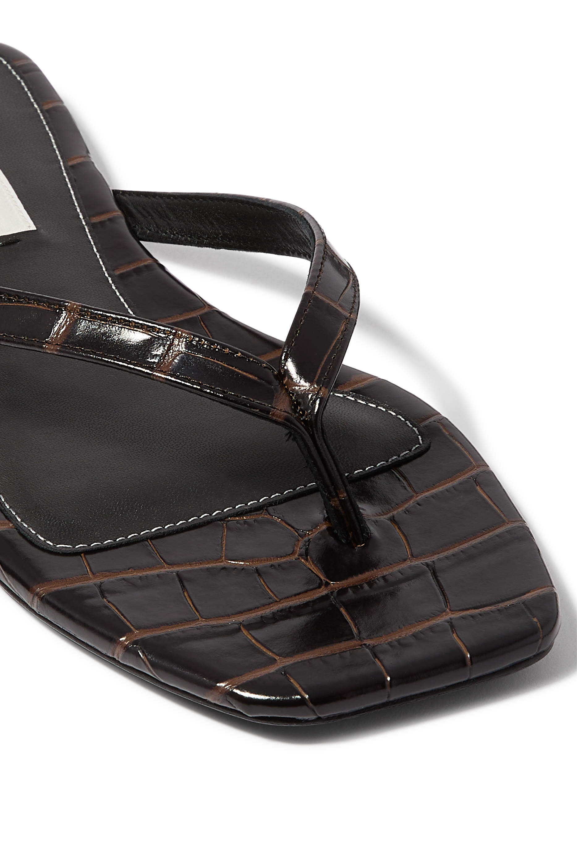 Croco-Embossed Flip Flops