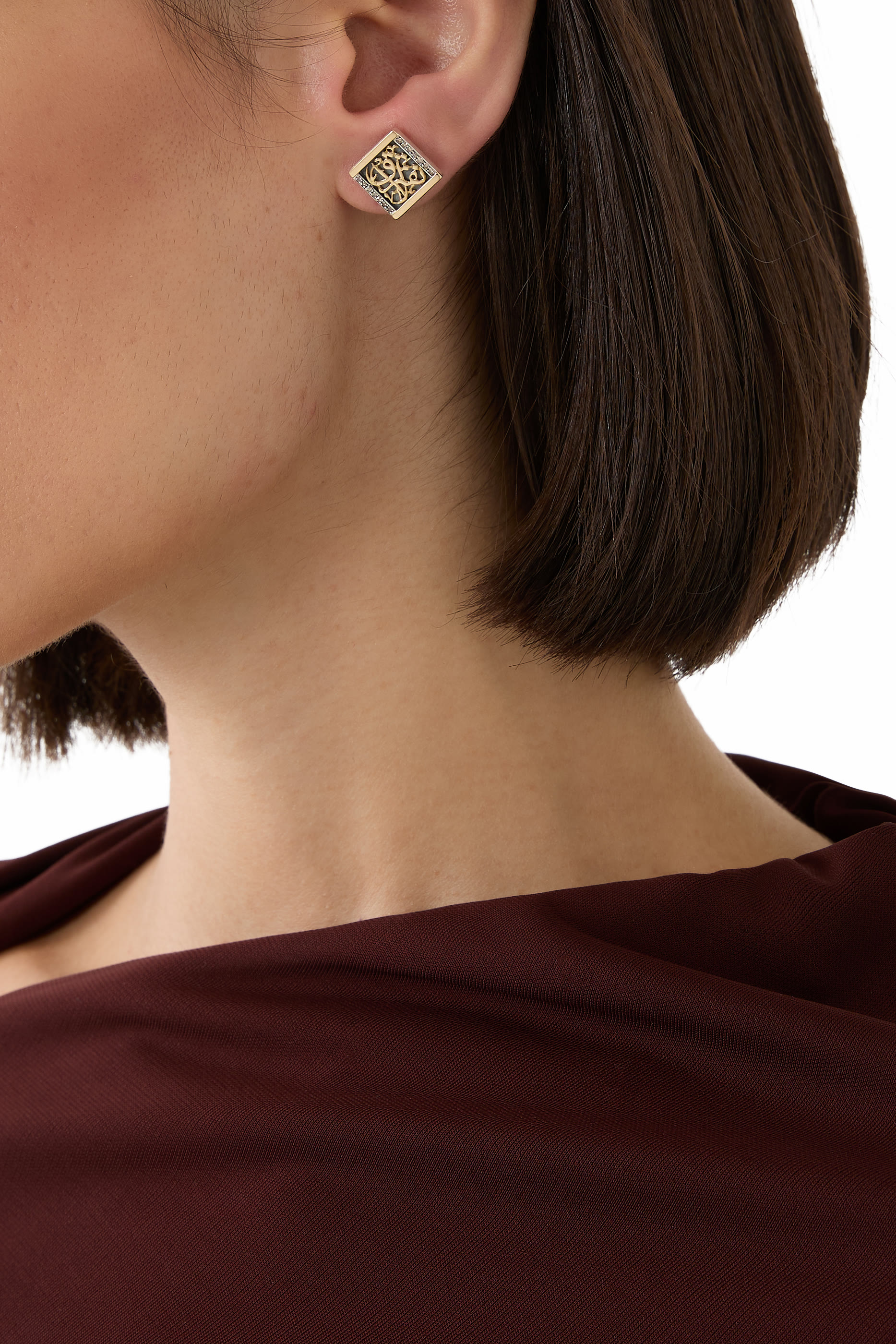 Never Apart Button Earrings, 18k Yellow Gold & Sterling Silver