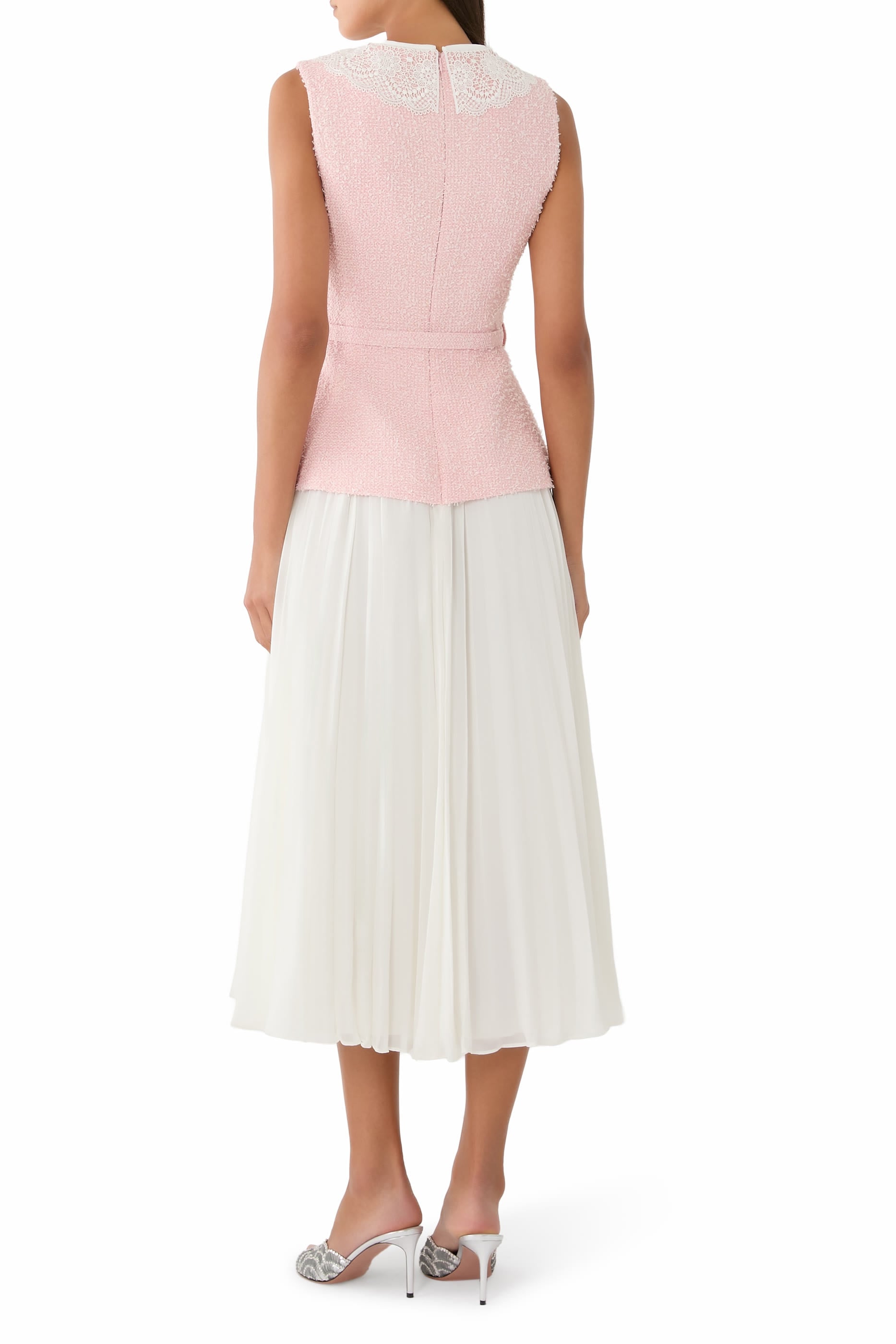 Boucle Lace Collar Midi Dress