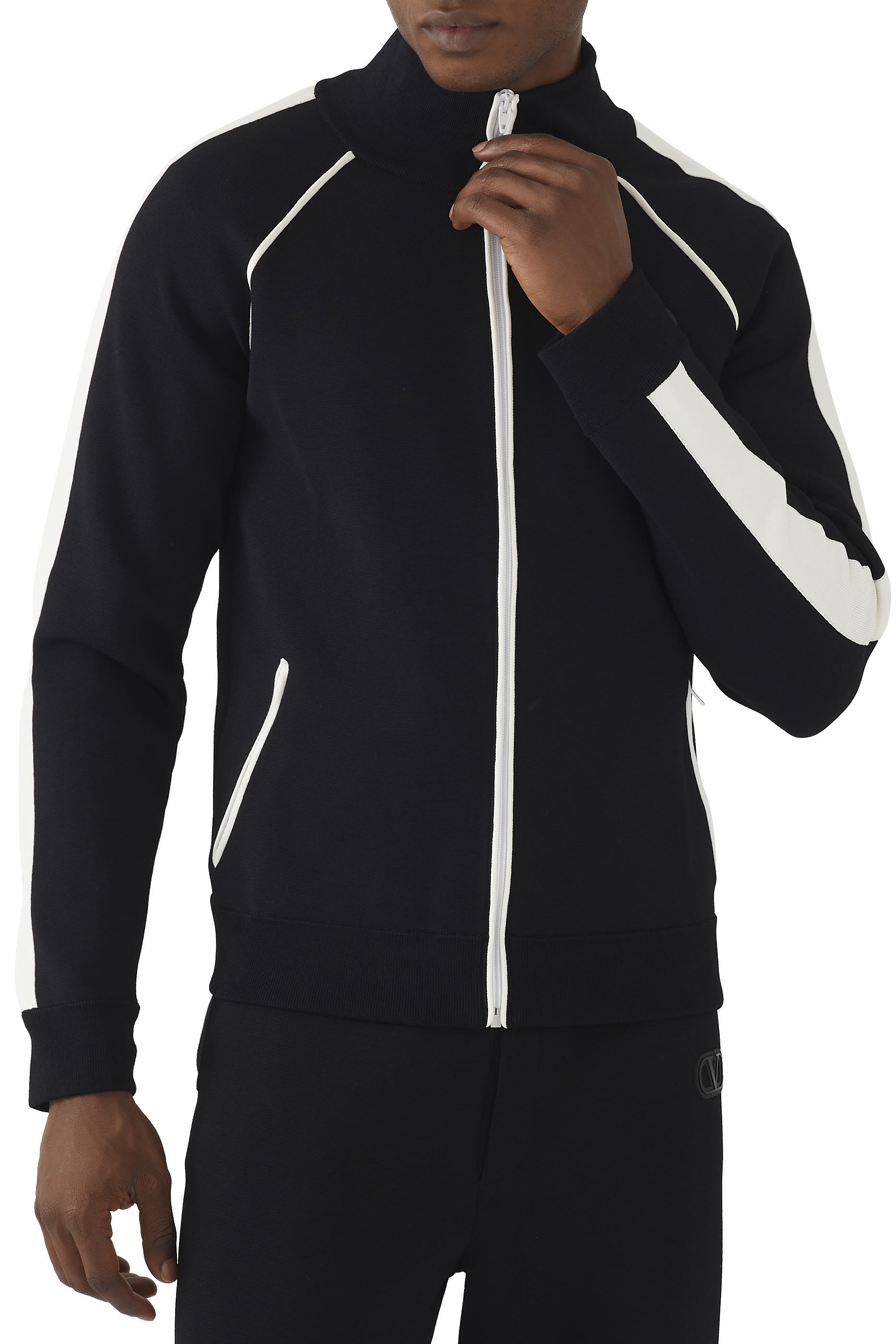 High-Neck Zipped VLogo Sweatshirt