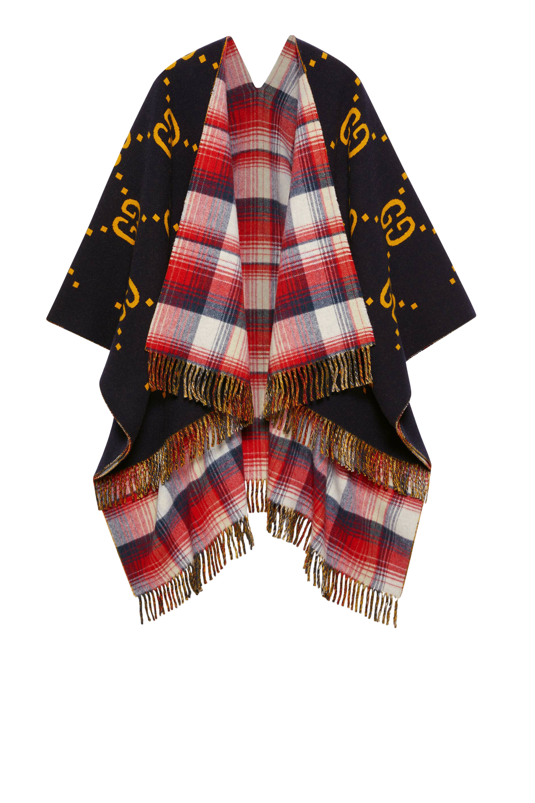 Reversible GG Wool Poncho