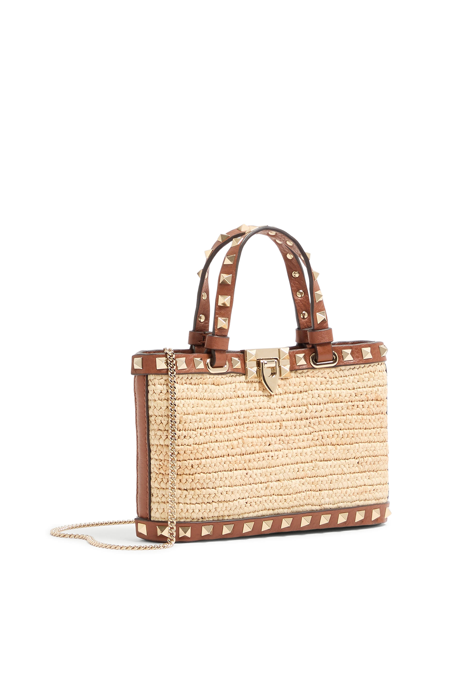 Rockstud Raffia Mini Shopping Bag