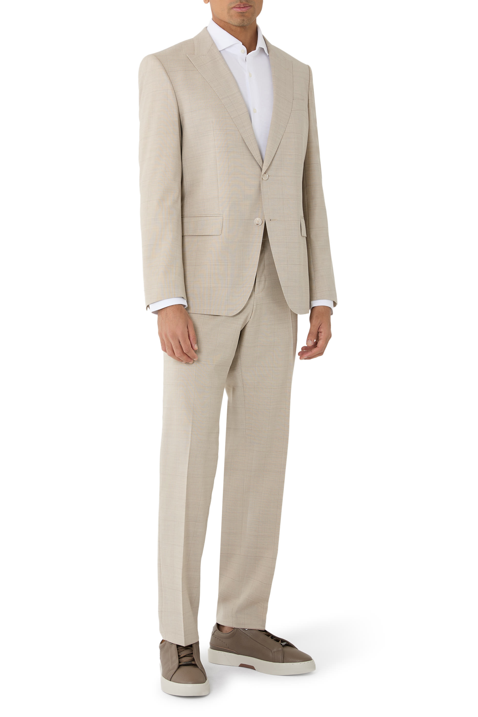 Checked Stretch Wool Slim-Fit Suit