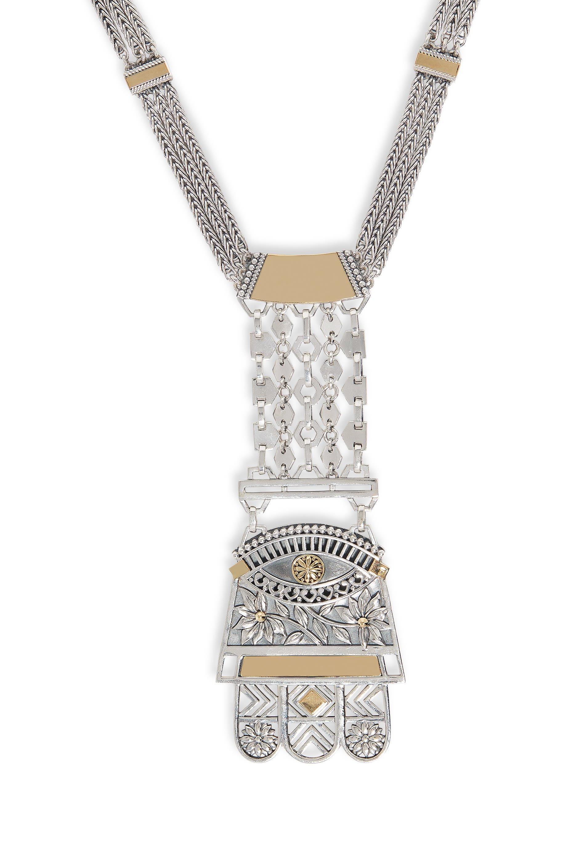 Mamluki Kaf Necklace, 18K Gold & Sterling Silver
