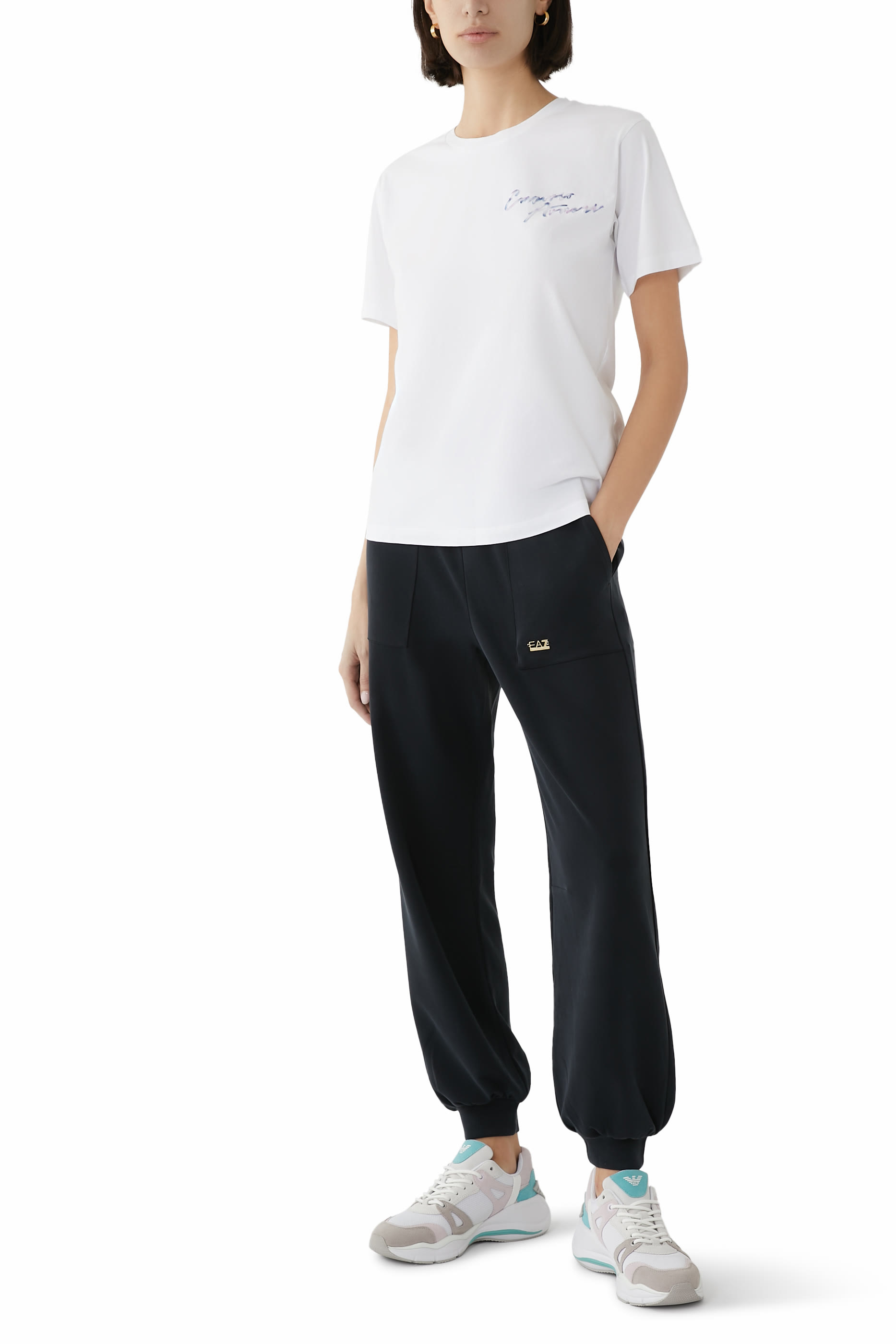 Multicolored Logo Embroidered Jersey T-Shirt