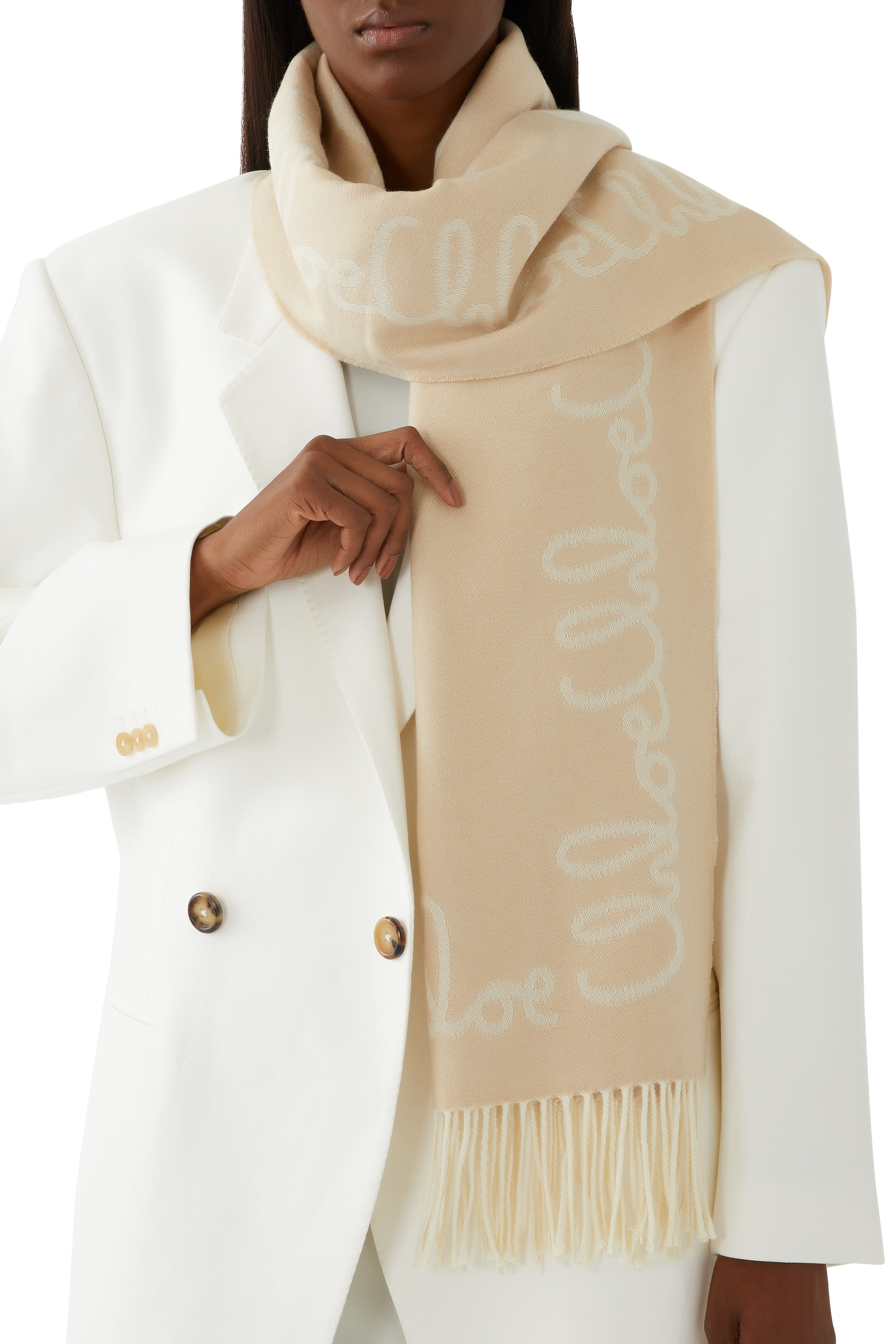 Logo Iconic Scarf in Jacquard Wool