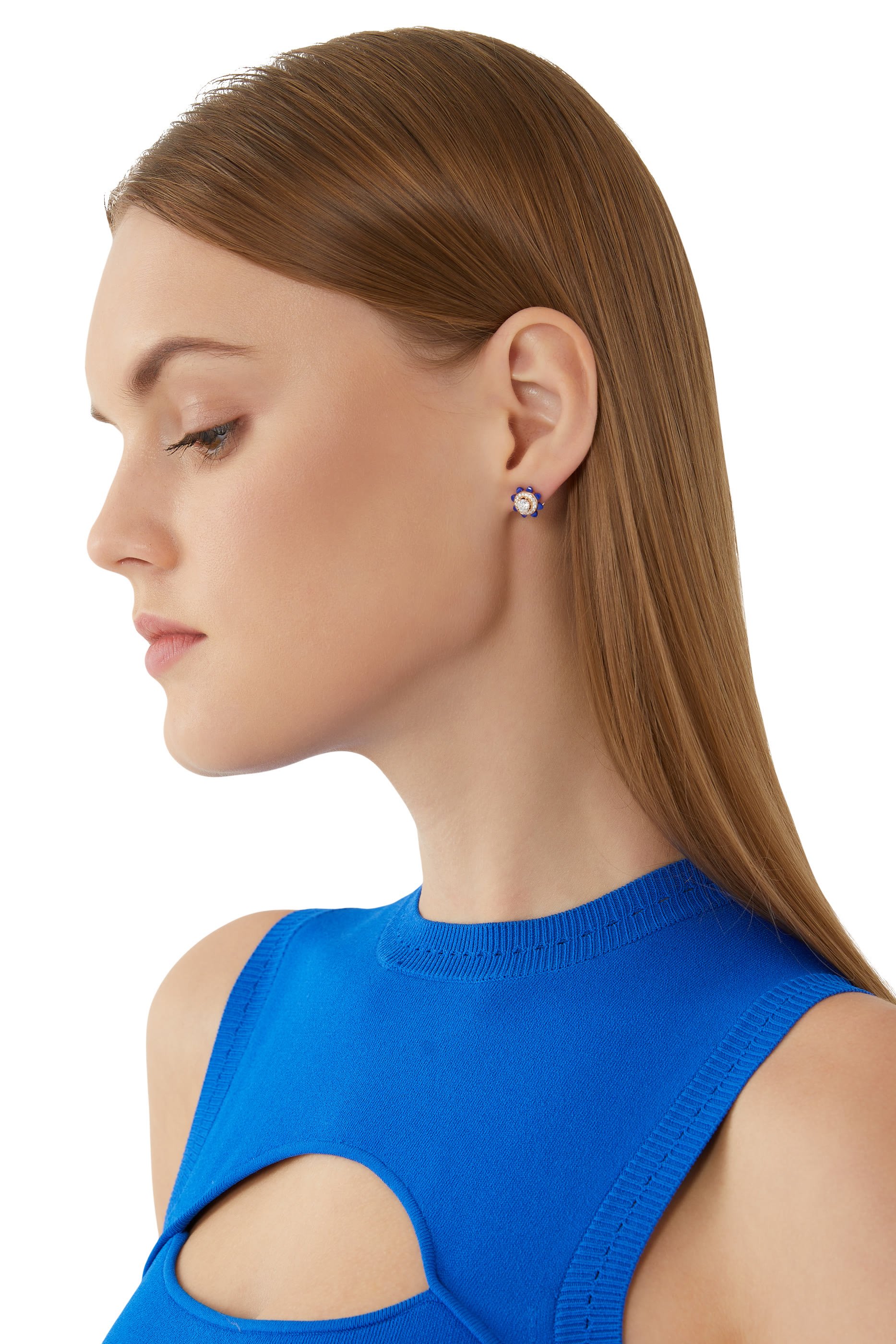 Tip-Top Earrings, 18k Rose Gold, Lapis Lazuli & Diamonds