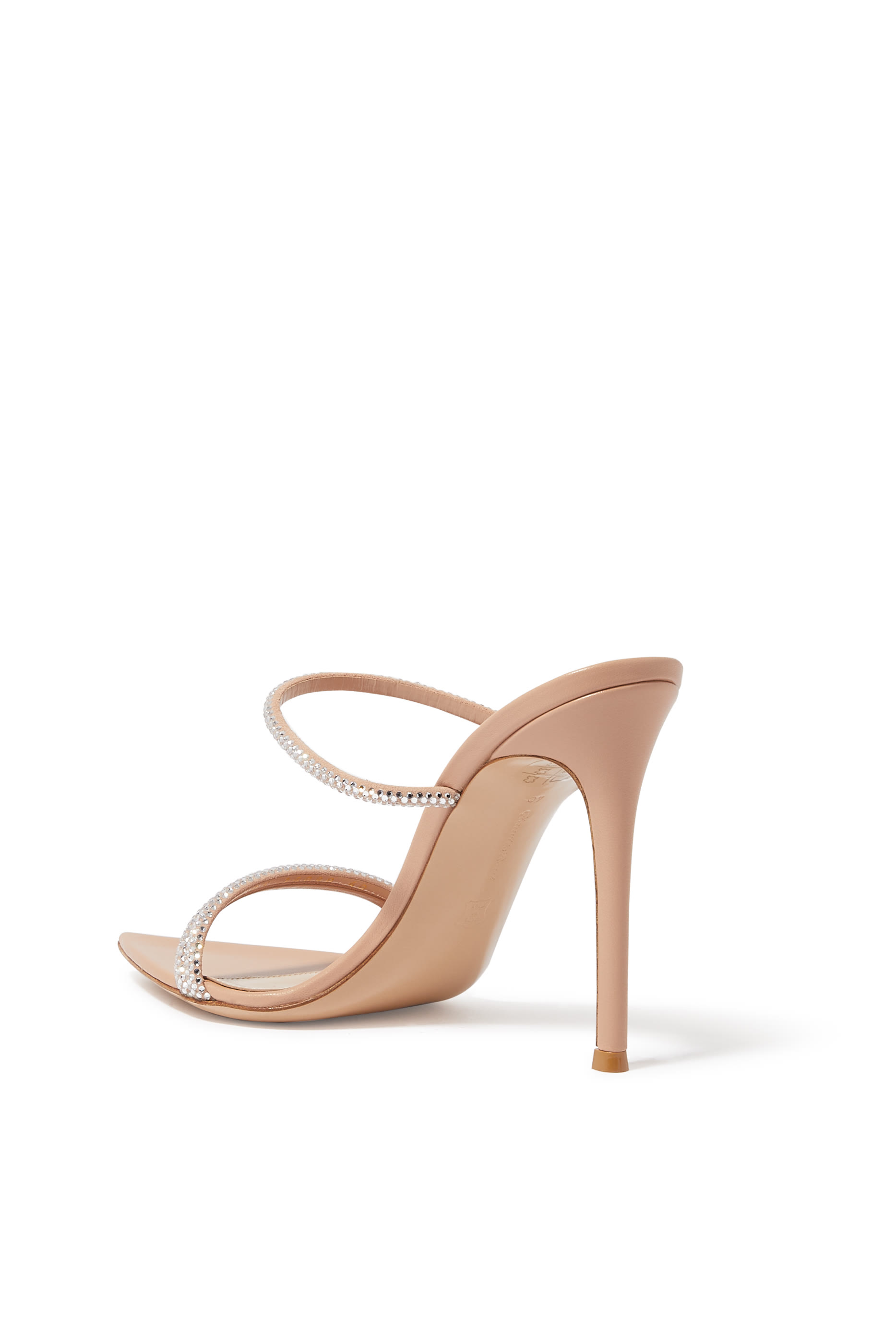 Cannes 105 Double Strap Strass Leather Open Toe Mules