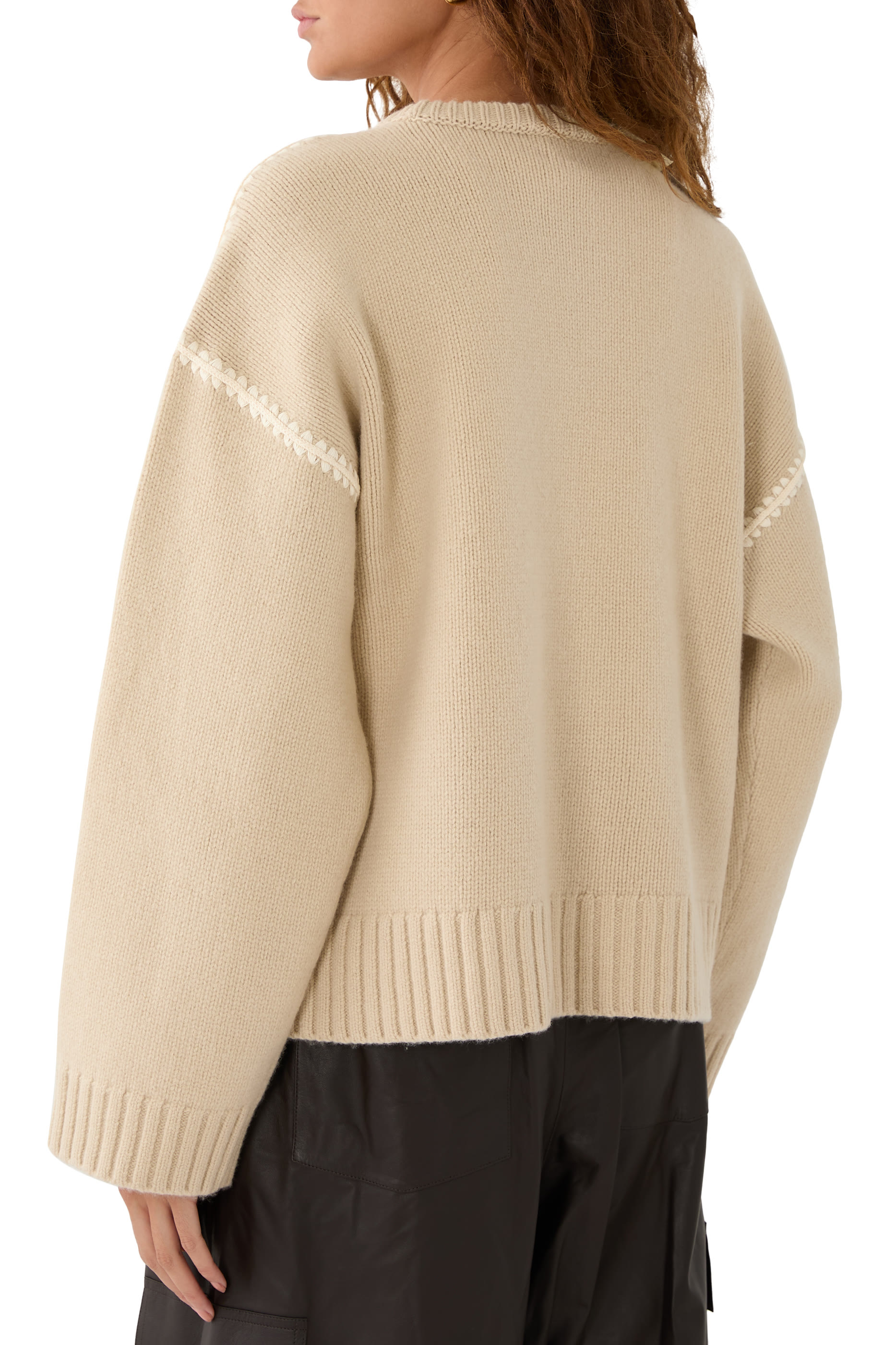 Embroidered Wool Cashmere Knit Sweater