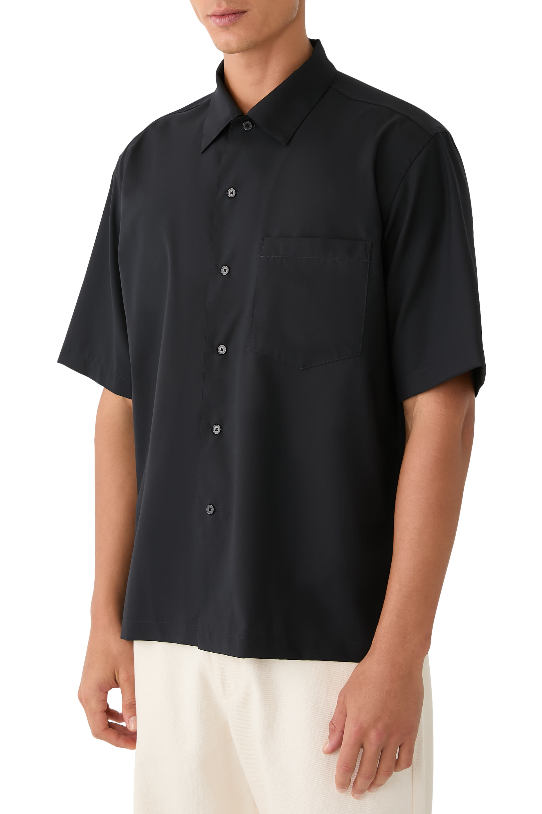 Super Fine Tropical Wool Open Collar Half Sleeved Shirt