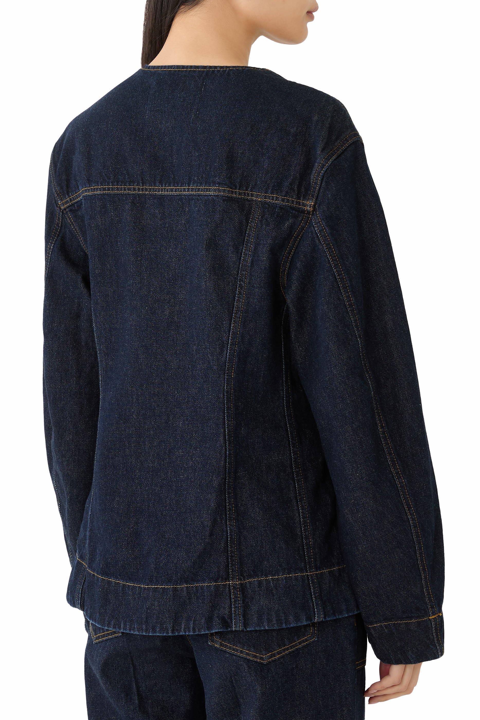 V-Neckline Denim Blazer