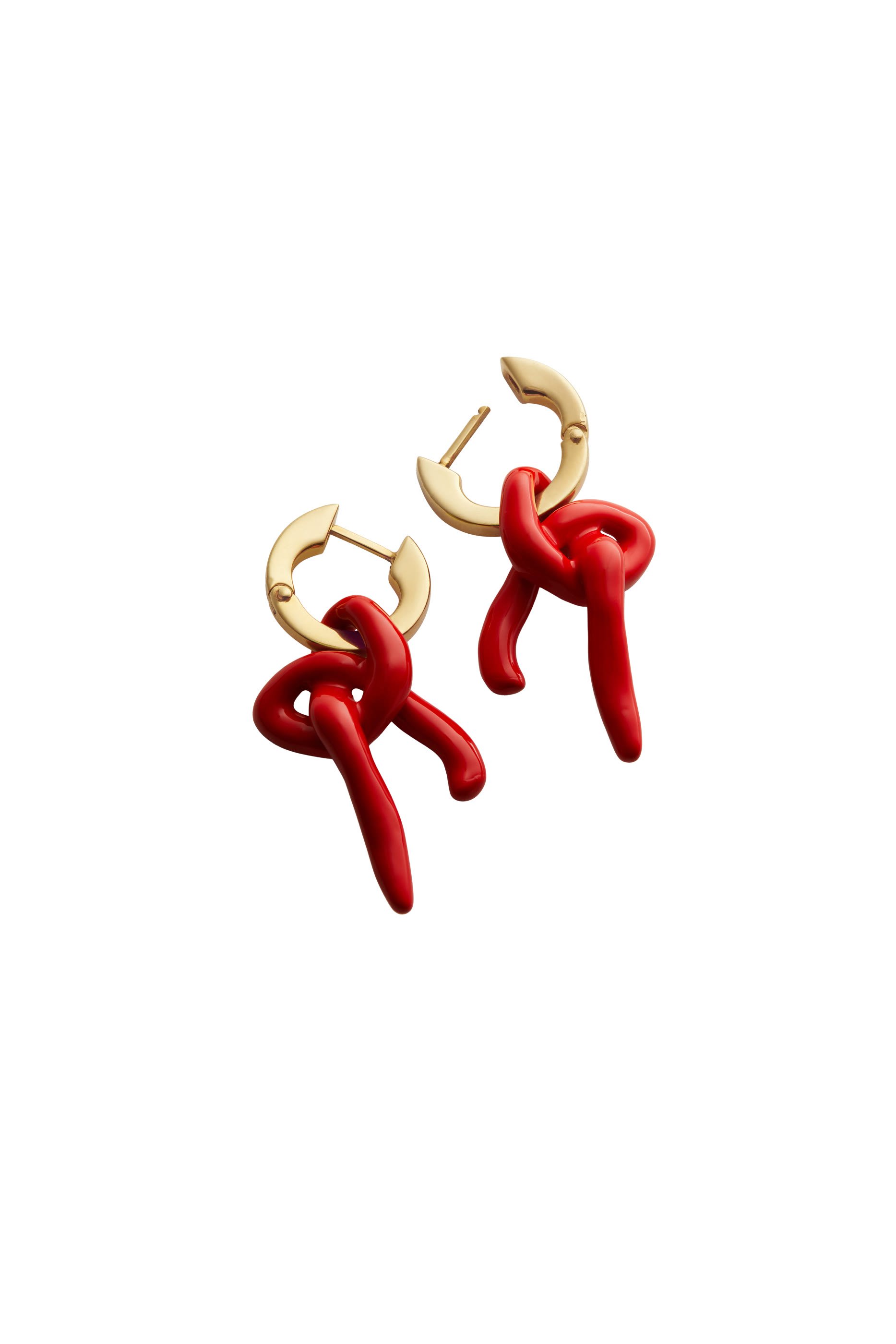  Knot Earrings, 18K Gold-Finish Sterling Silver & Enamel