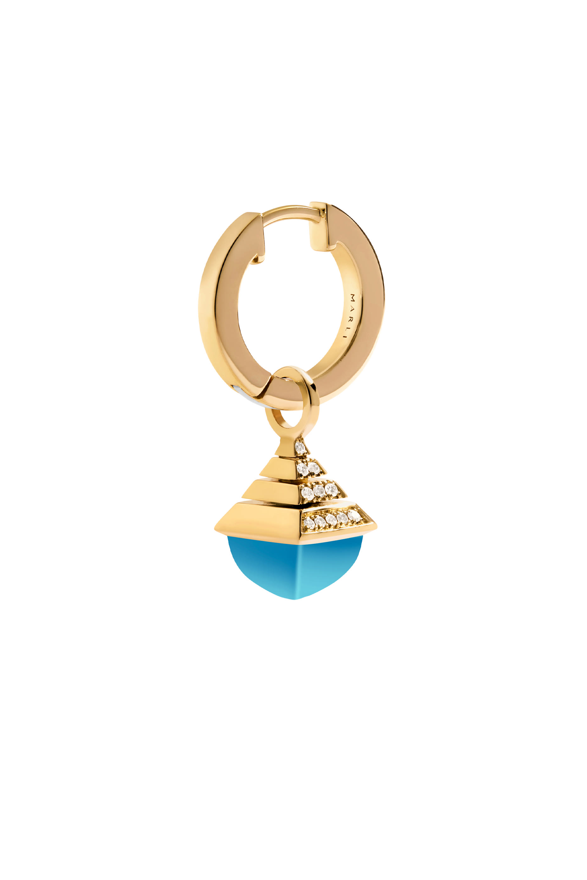 Cleo Mini Rev Earrings, 18k Yellow Gold with Turquoise & Diamonds