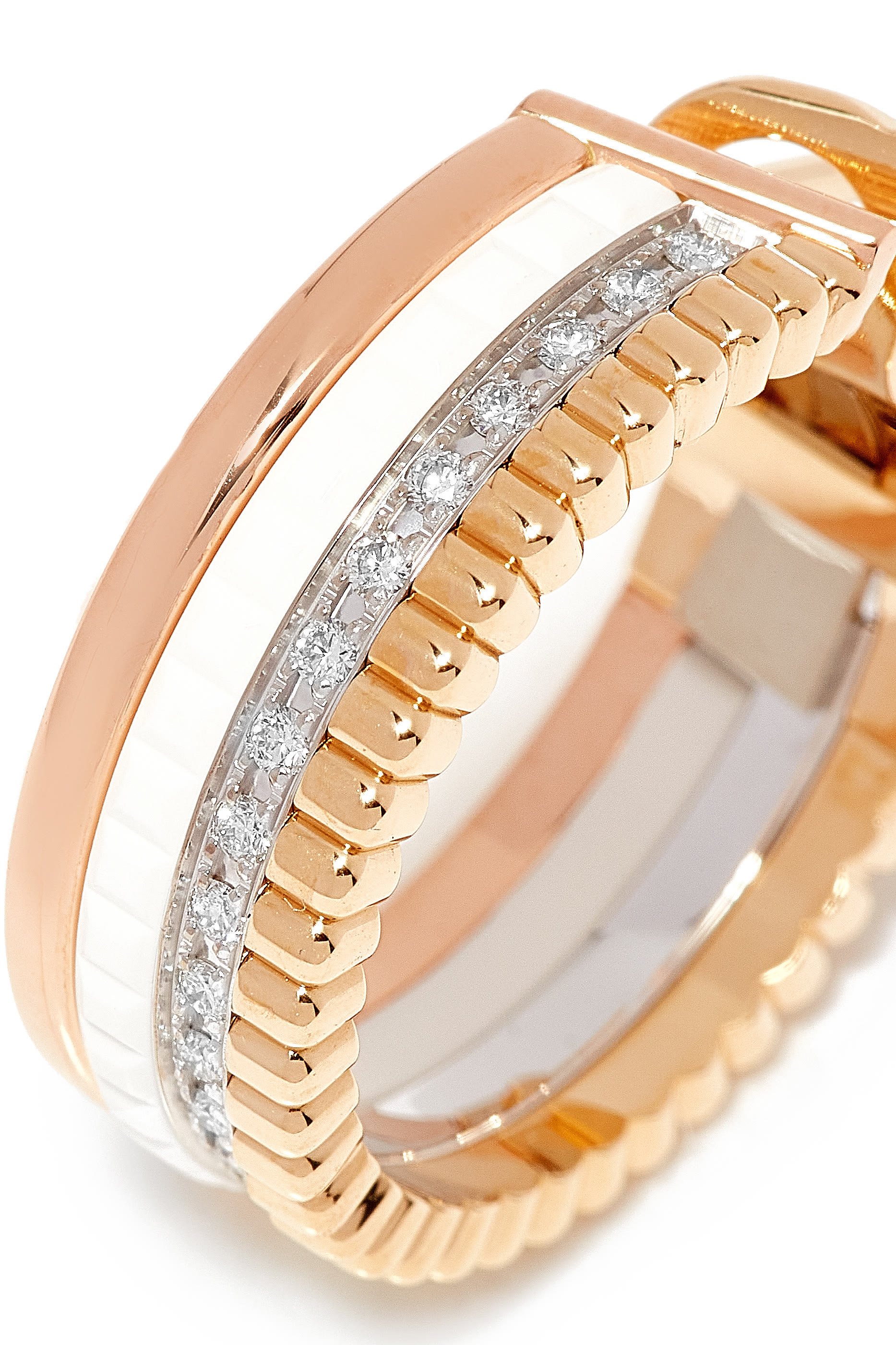 Quatre White Edition Hoop Earrings, 18k Mix Gold & Diamonds