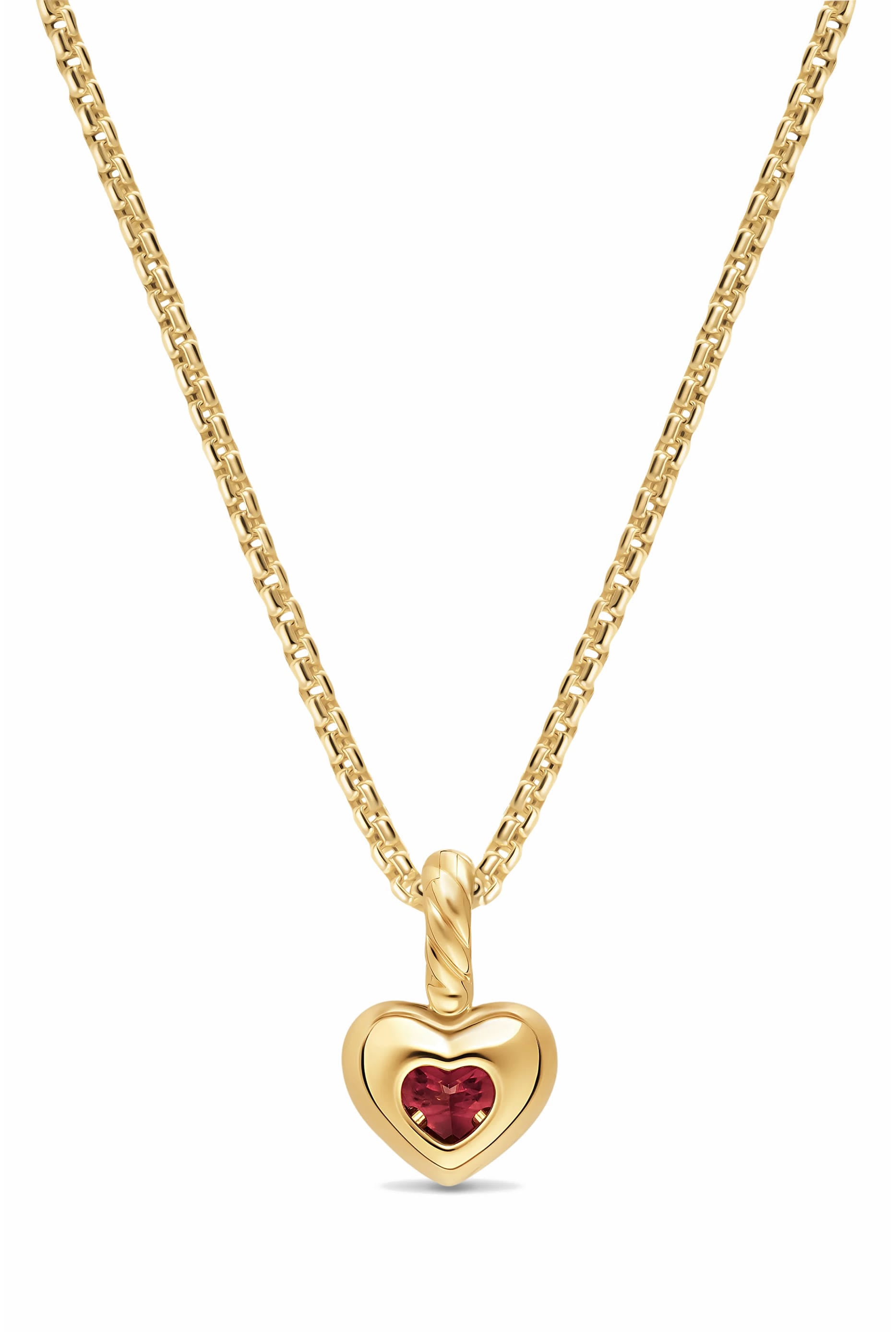 Mini Heart Amulet,18K Yellow Gold & Rhodolite Garnet