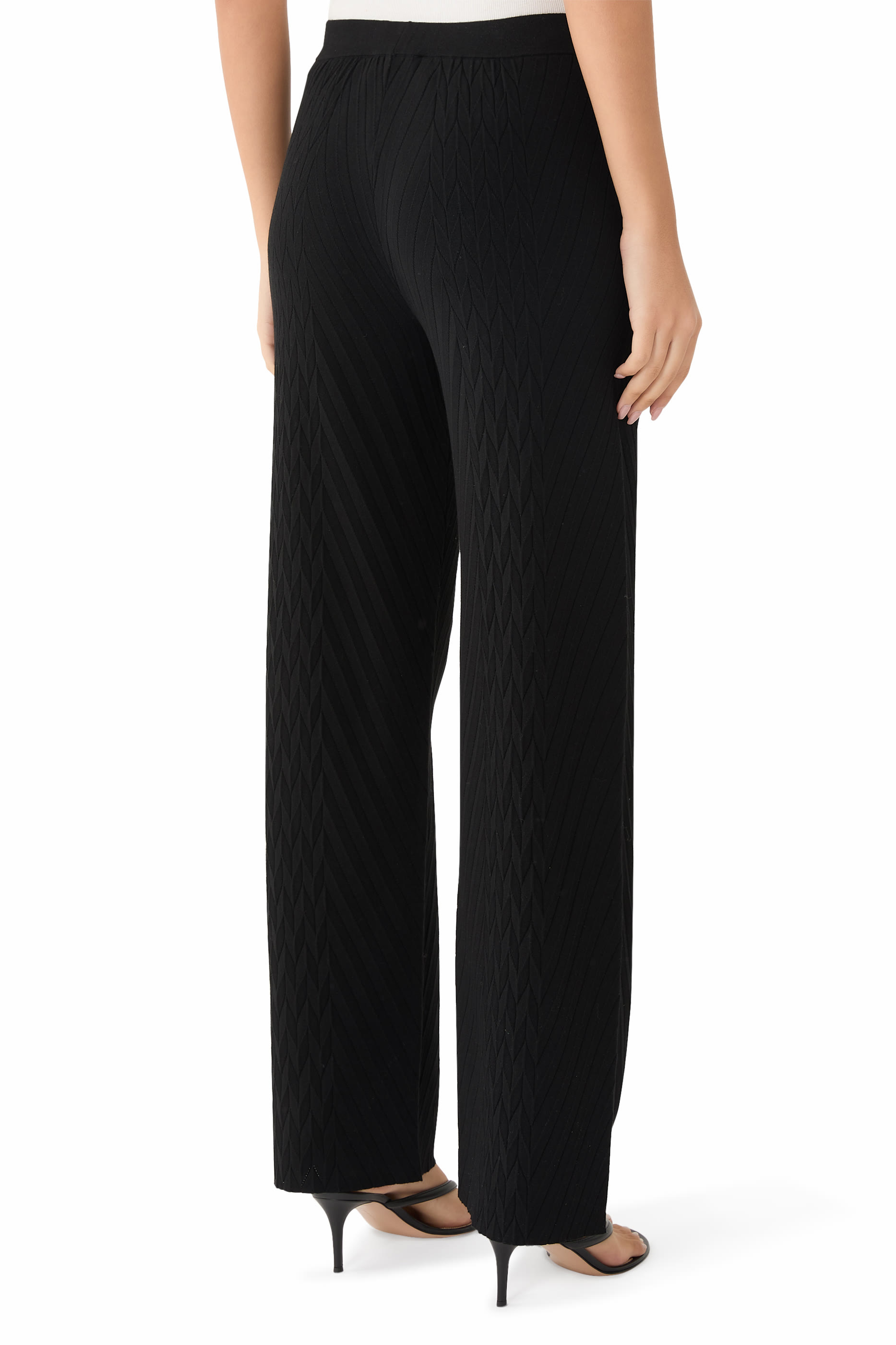 Embossed Motif Viscose-Blend Trousers