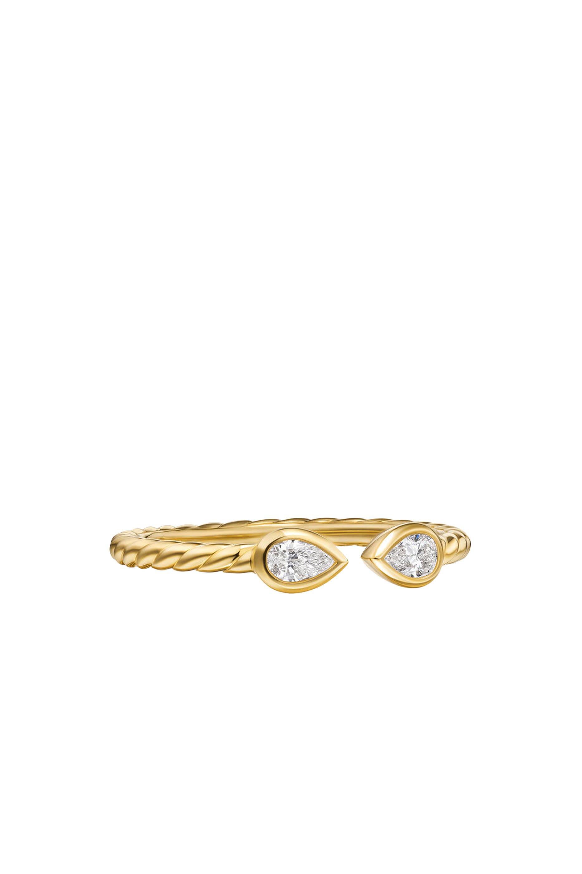 Petite Modern Renaissance&reg; Open Pear Ring, 18K Yellow Gold & Diamonds