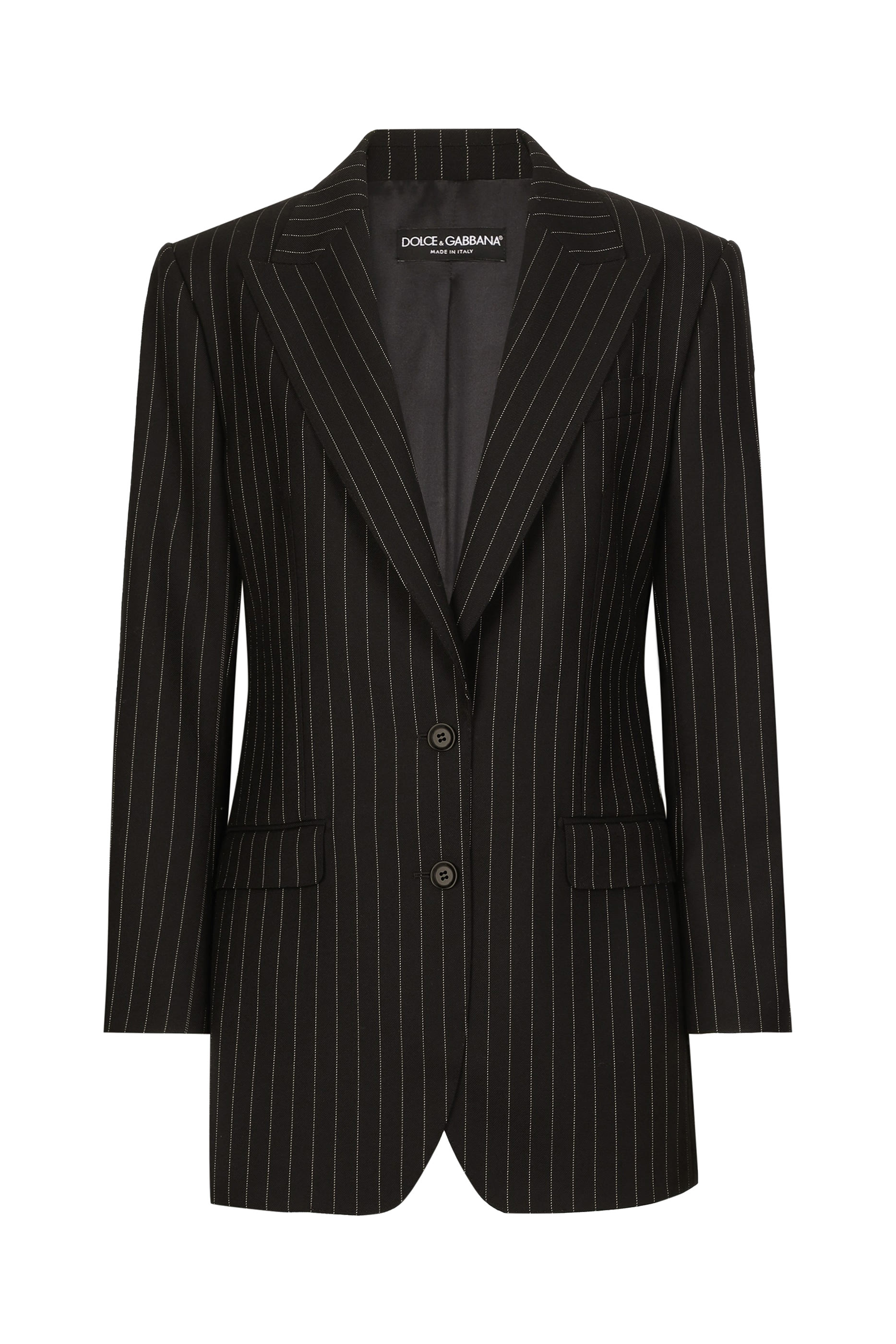 Single-Breasted Pinstripe Wool Jacket