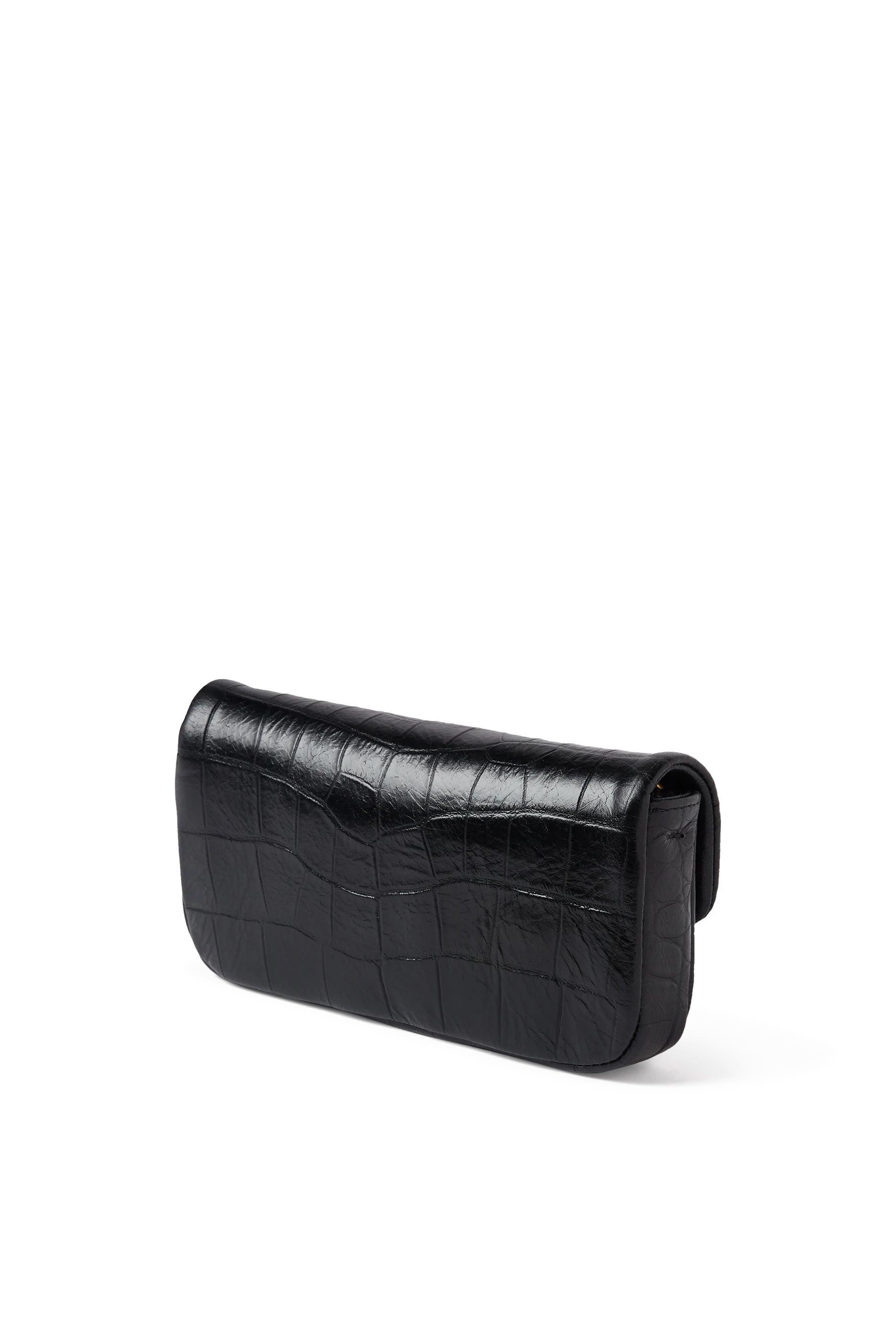  Eagle Logo Crossbody Bag in Croc-Embossed Leather 