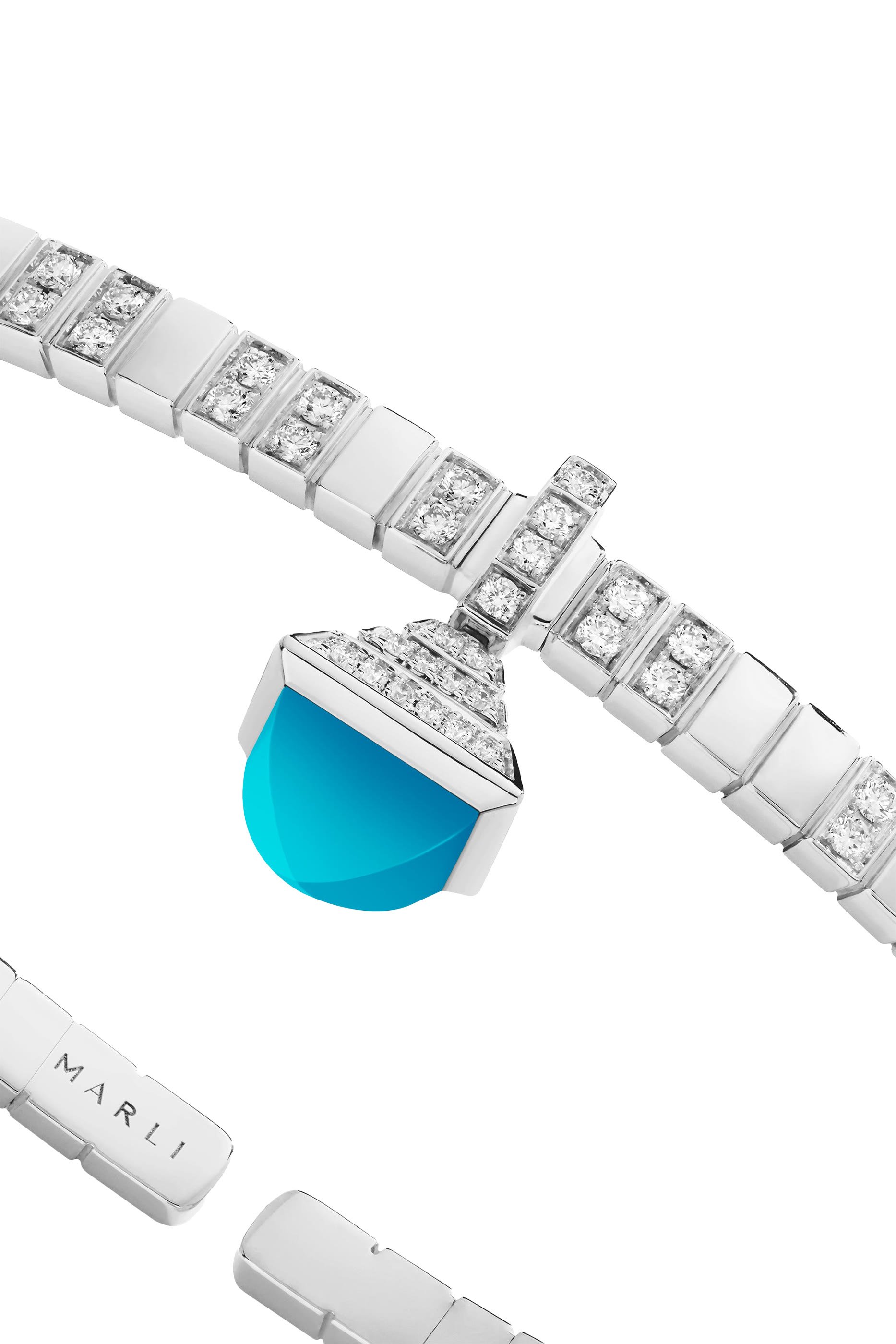 Cleo Charm Bracelet, 18k White Gold & Turquoise, Diamonds