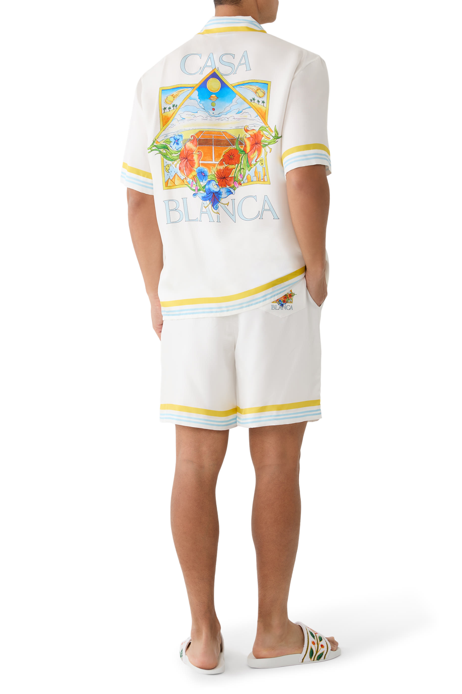 Tennis Landscape Short Sleeve Silk Shirt 
