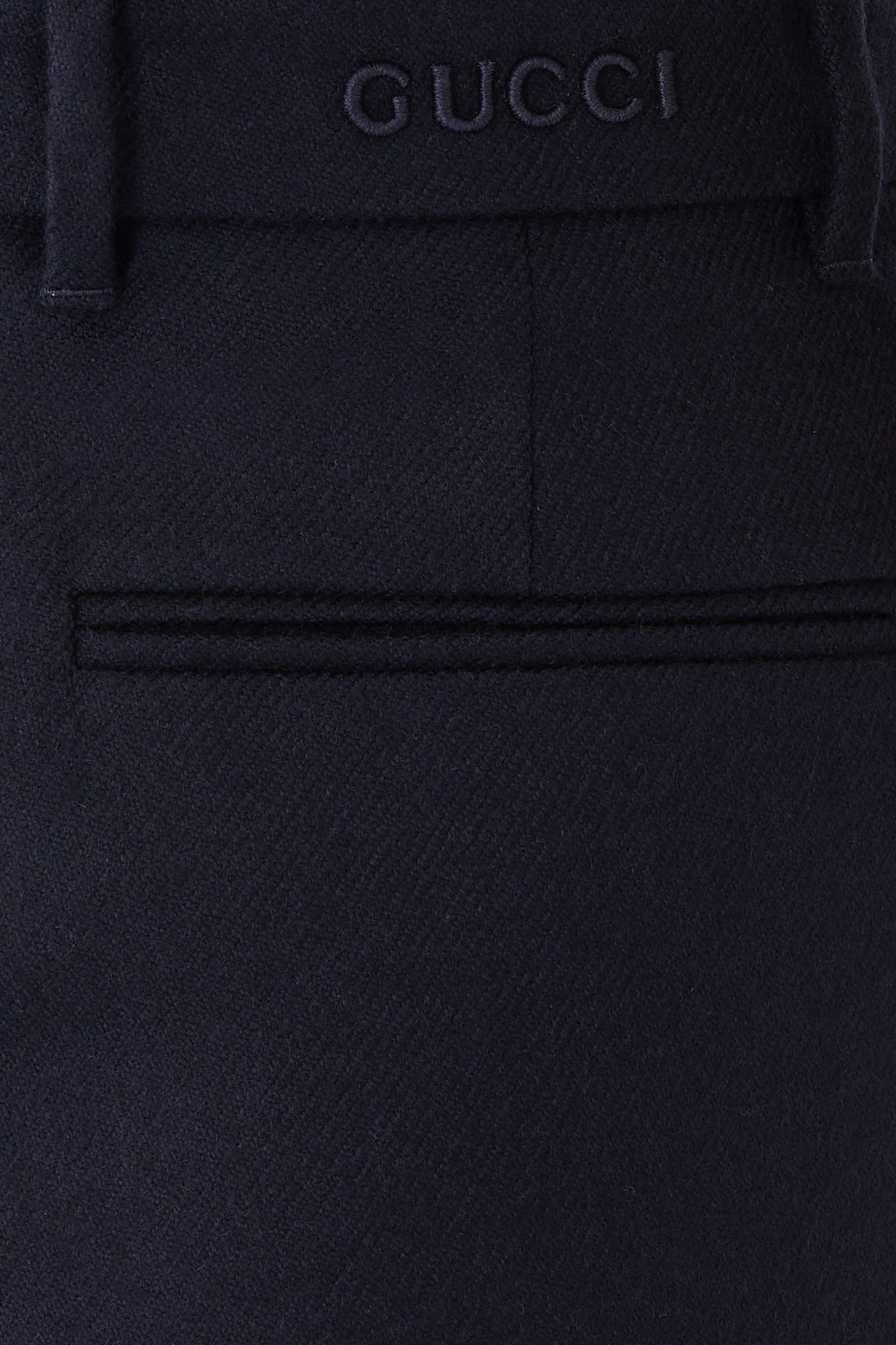 Relaxed Fit Embroidered Wool Pants