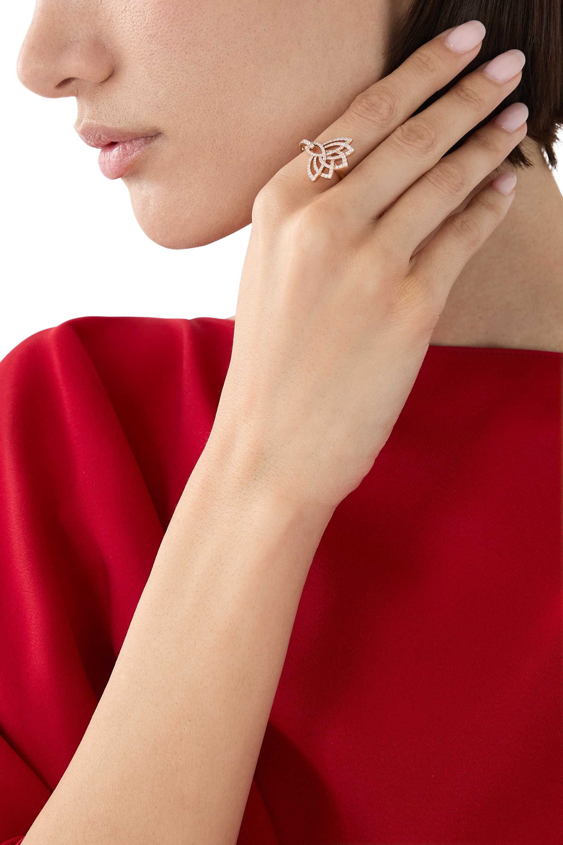 Lotus Blossom Ring, 18K Rose Gold & Diamonds