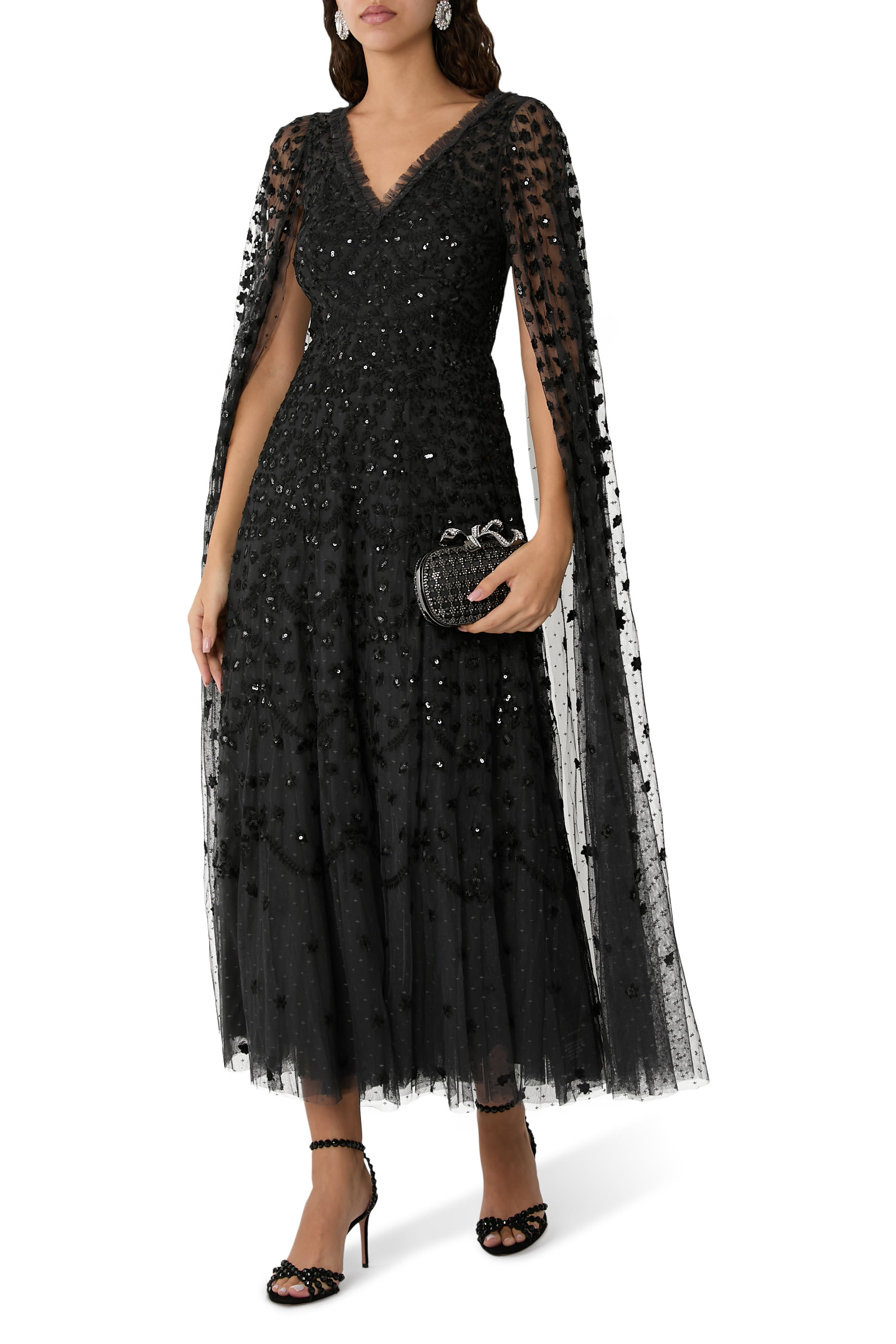 Clover Cape Sleeve Ankle Gown