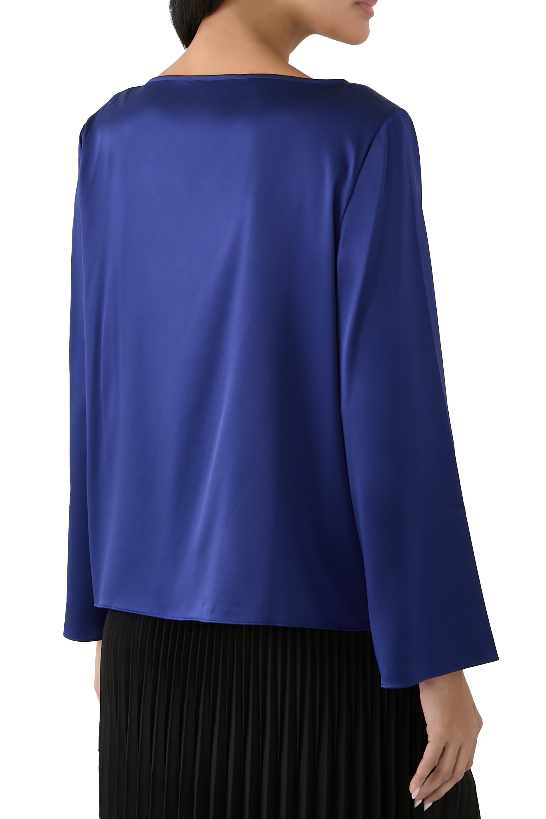 Stretch Silk Charmeuse Bateau Neck Top