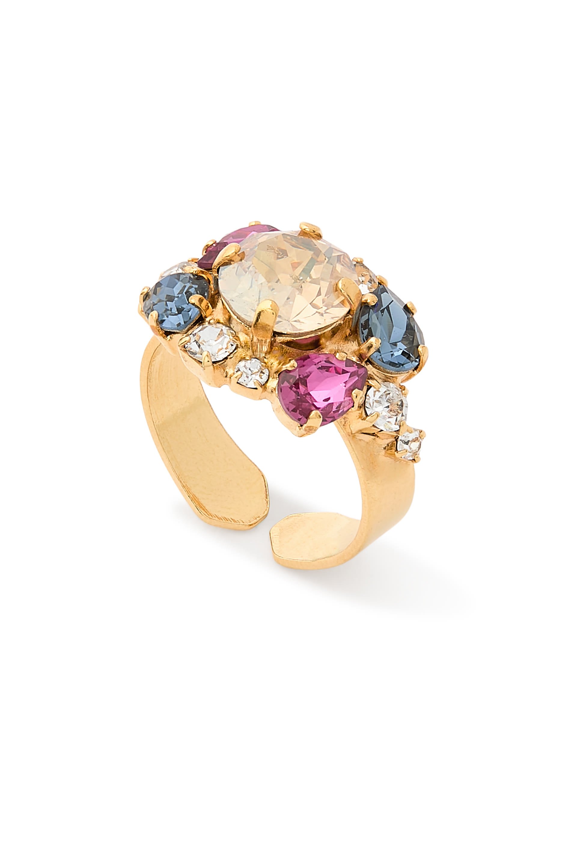 Molly Ring, 18k Gold Plated Brass & Crystals
