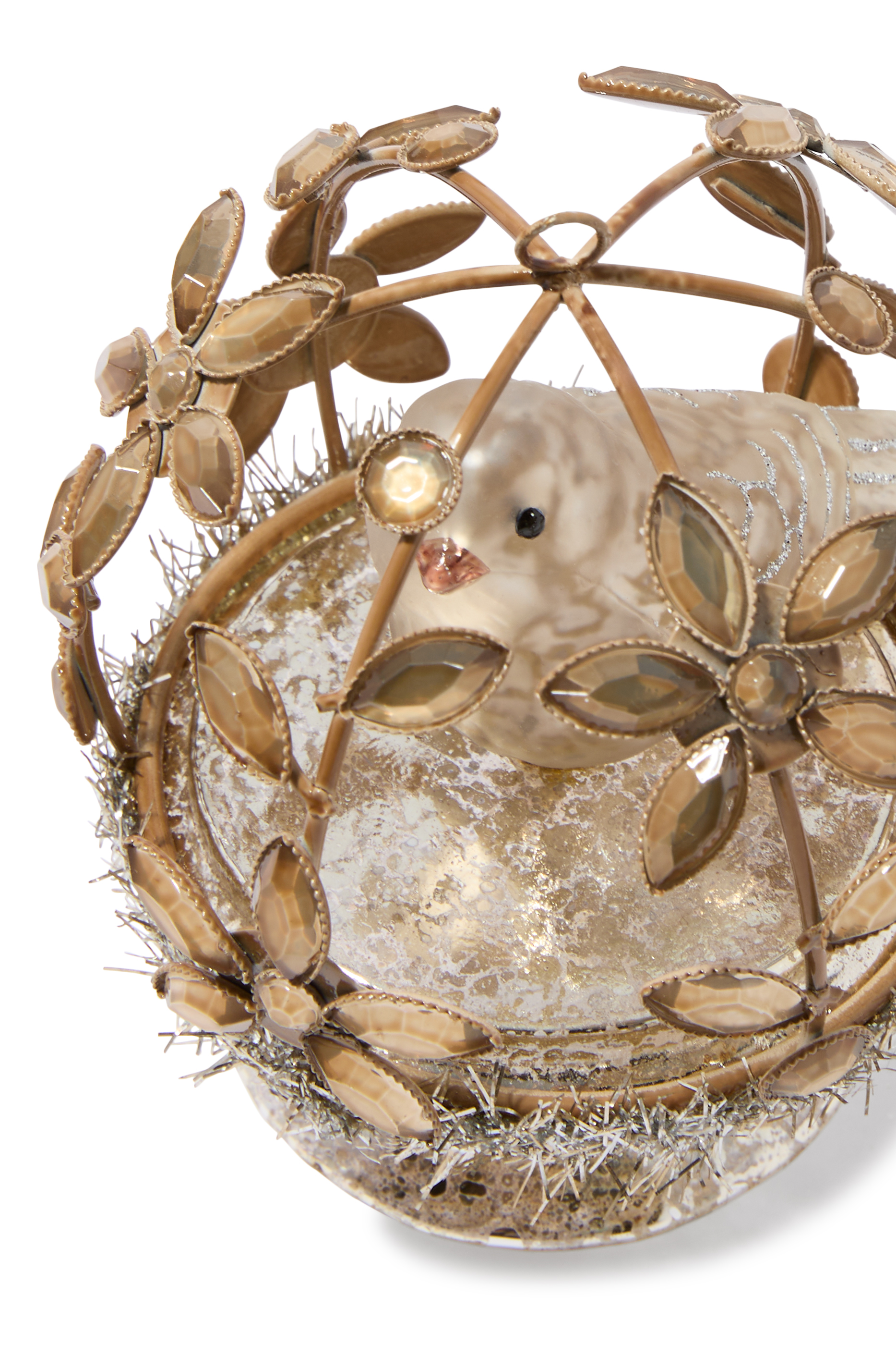 Bird in Open Flower Cage Ornament