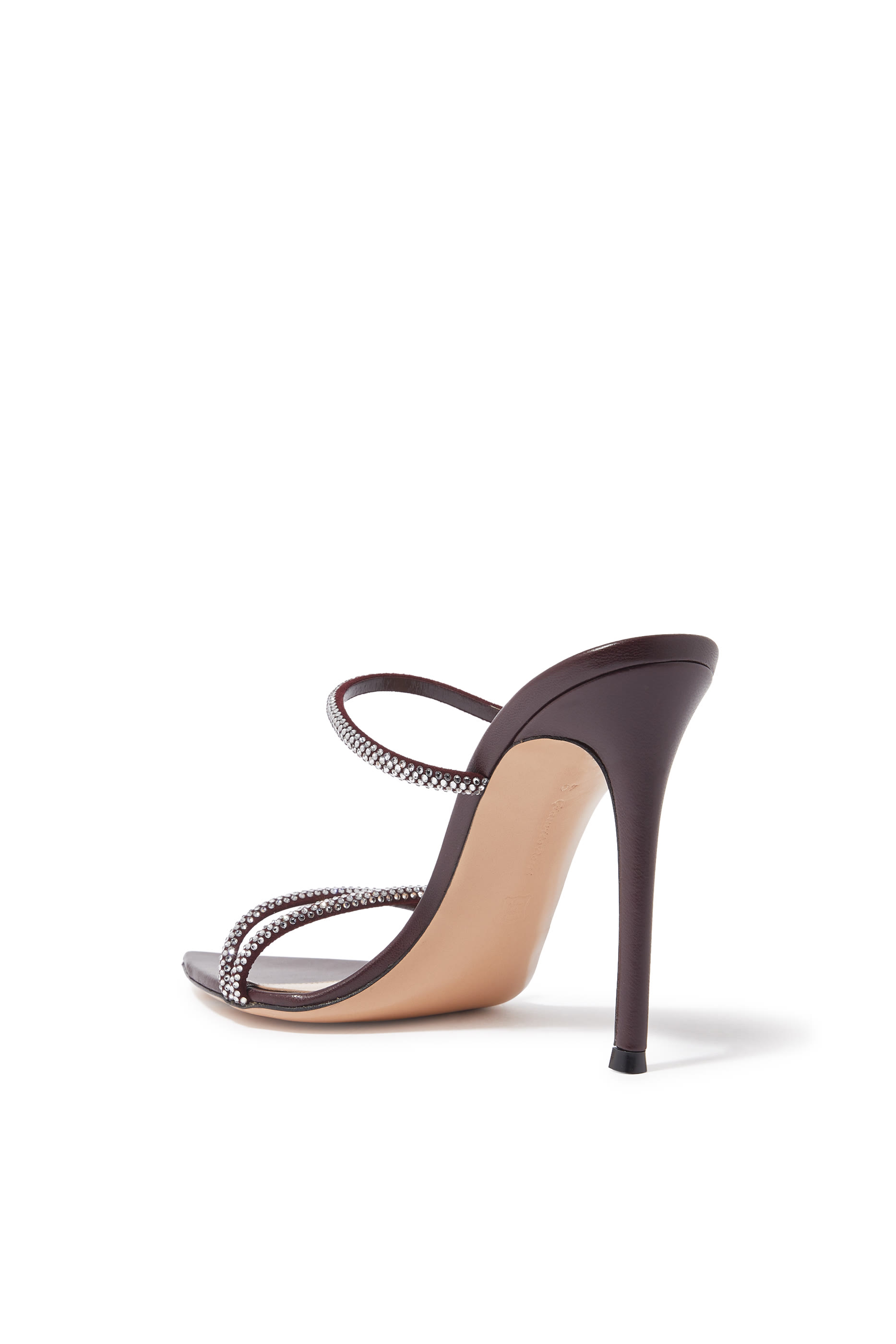 Cannes 105 Double Strap Strass Leather Open Toe Mules