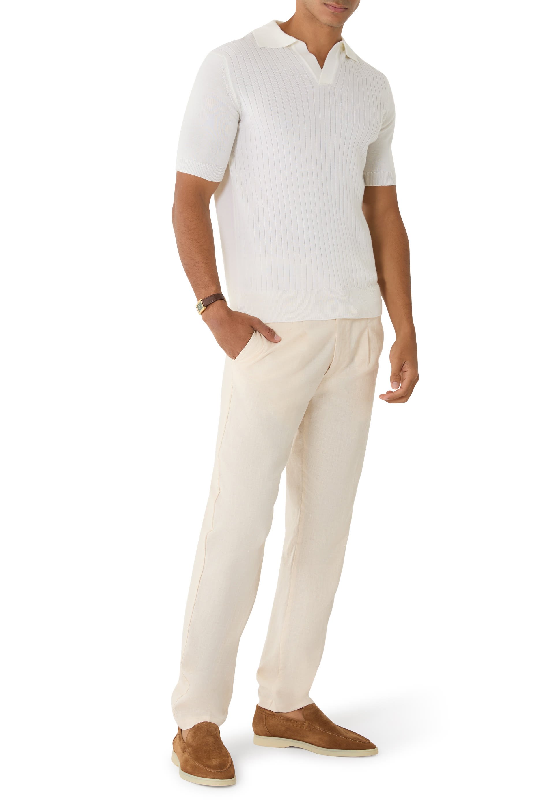 Short-Sleeve Ribbed Polo