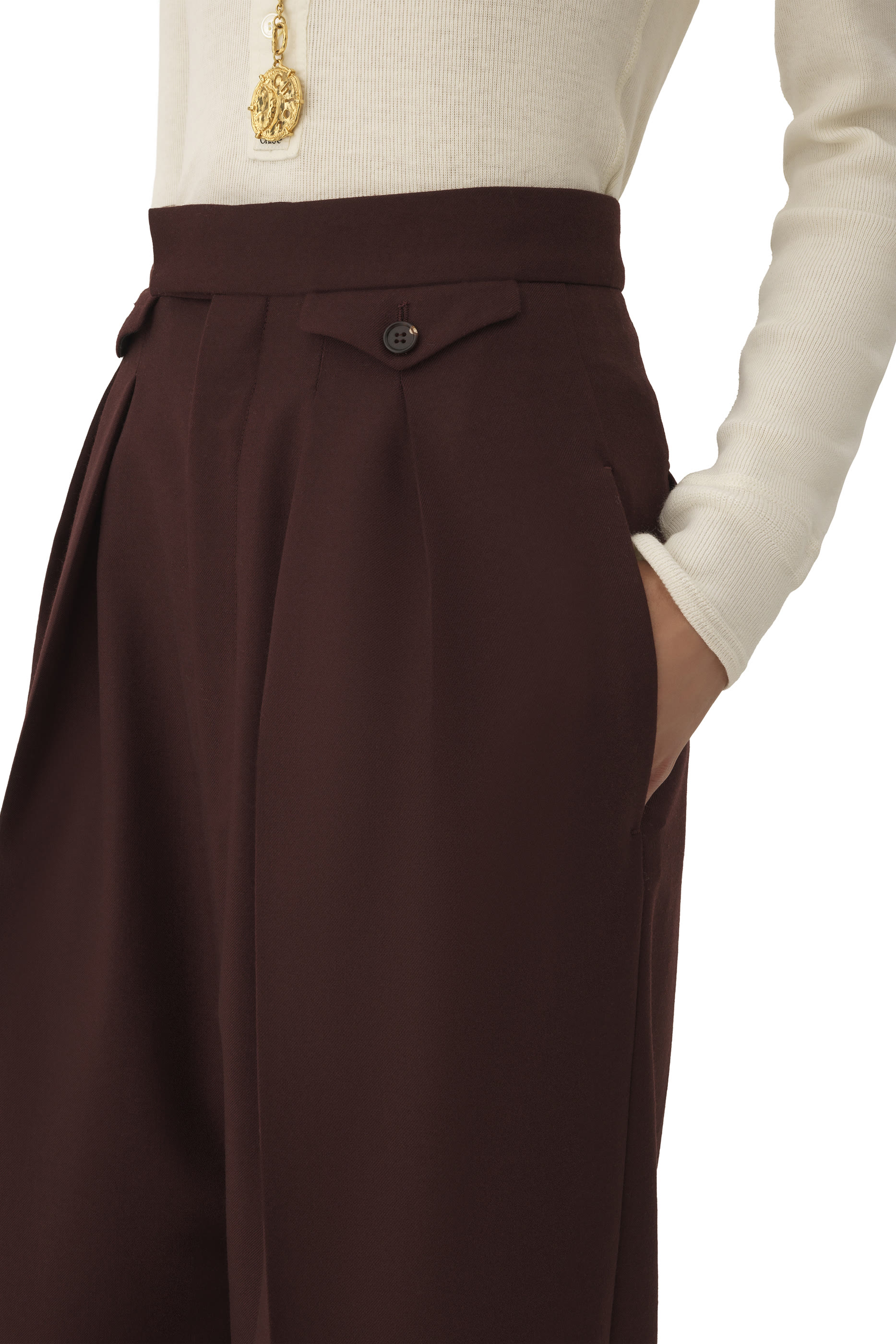 High-Rise Gathered Trousers