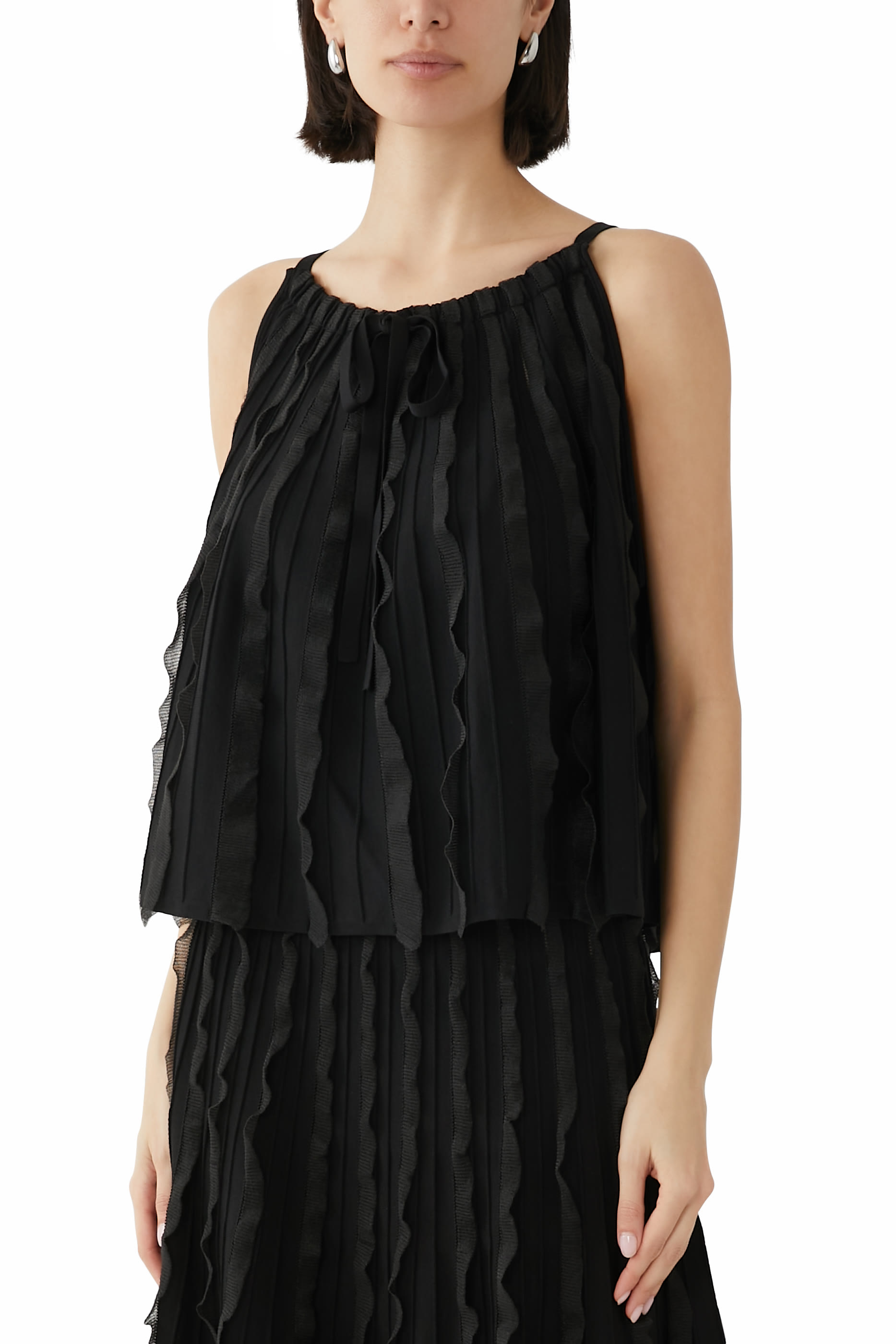 Ruched Viscose Knit Top