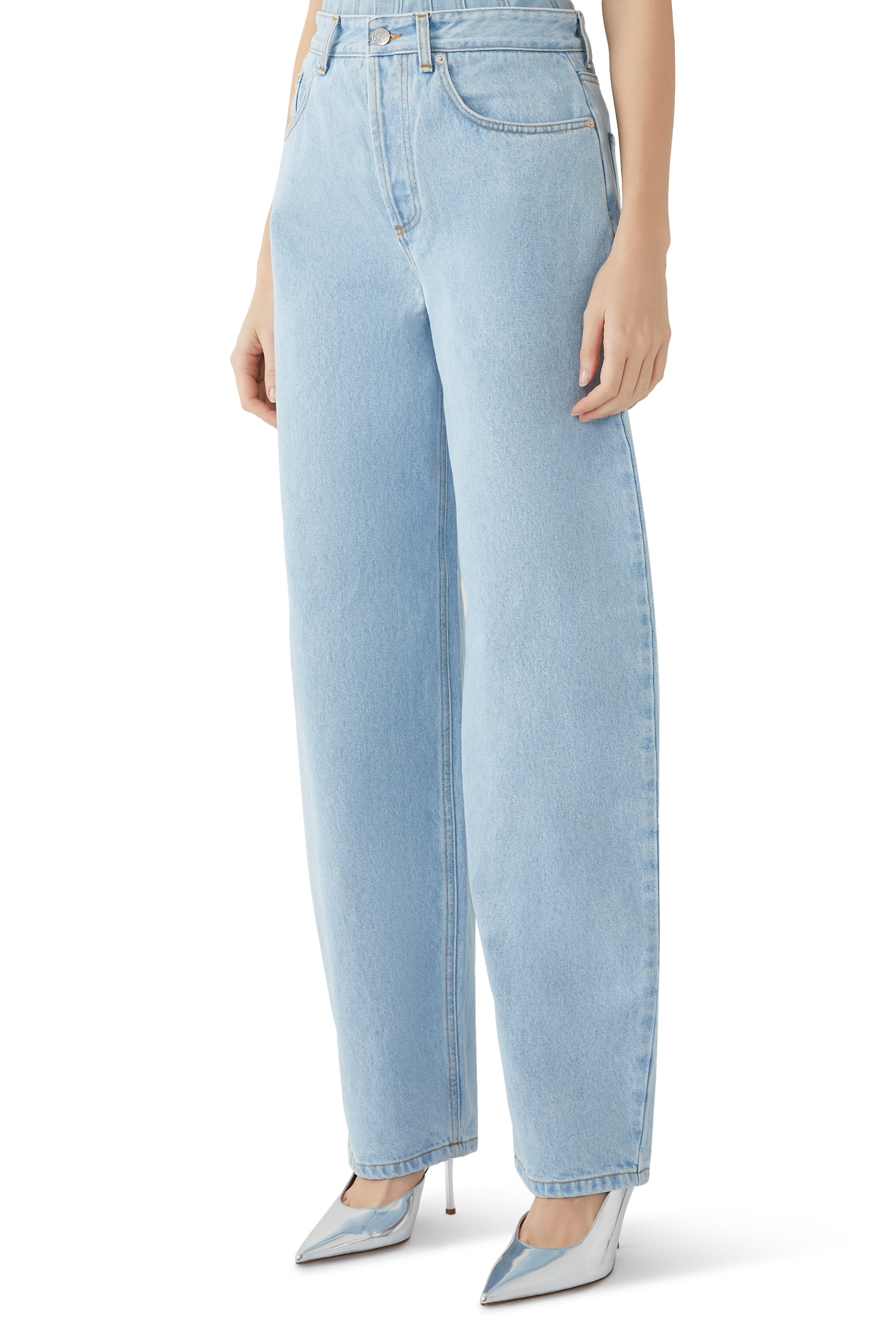 Lace-Up Wide-Leg Jeans