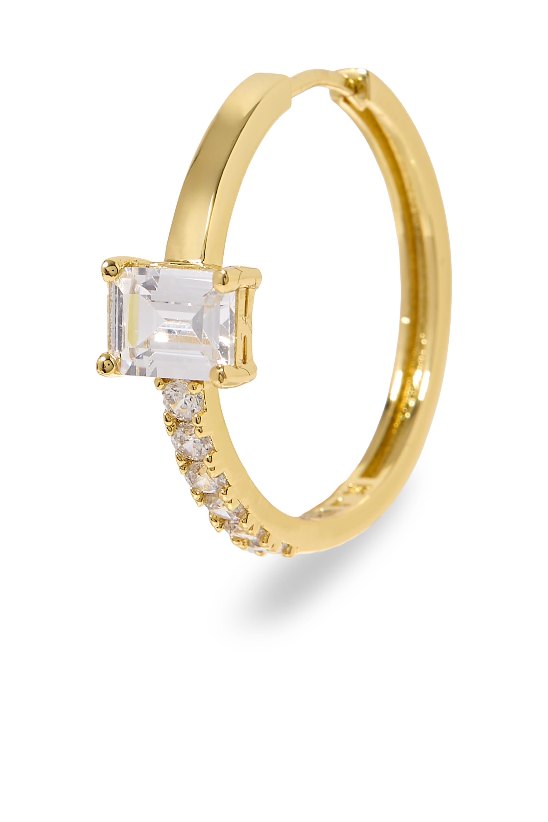 Small Hoops, Gold-Plated Brass & Cubic Zirconia