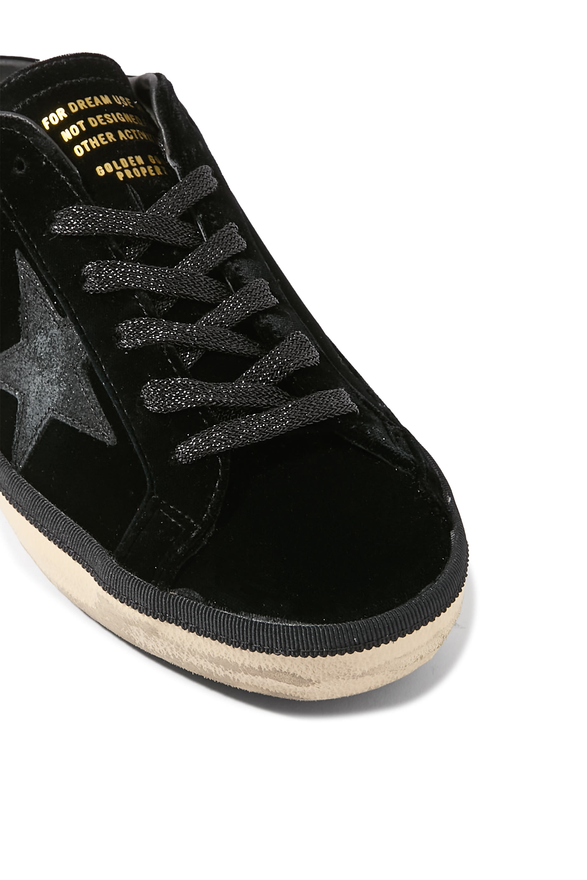 Women&rsquo;s Super-Star Sabots in Velvet with a Leather Star and Micro-Glitter