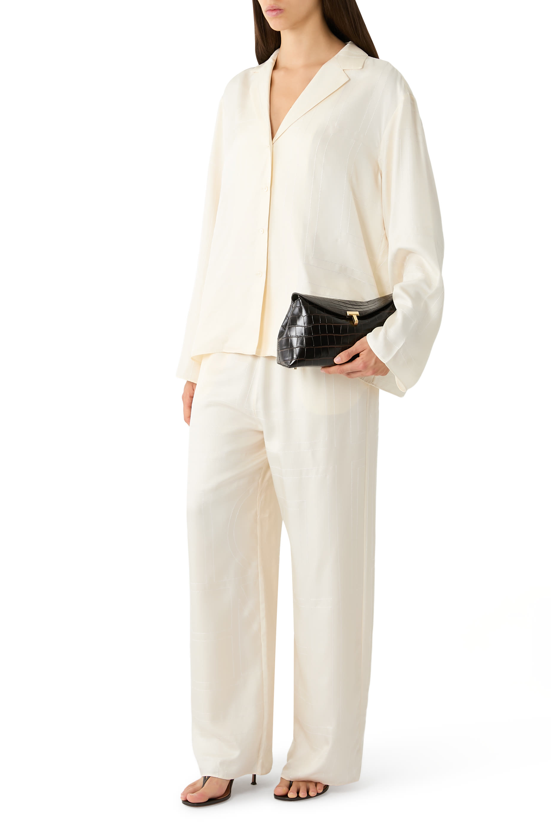 T-Lock Croco-Embossed Clutch