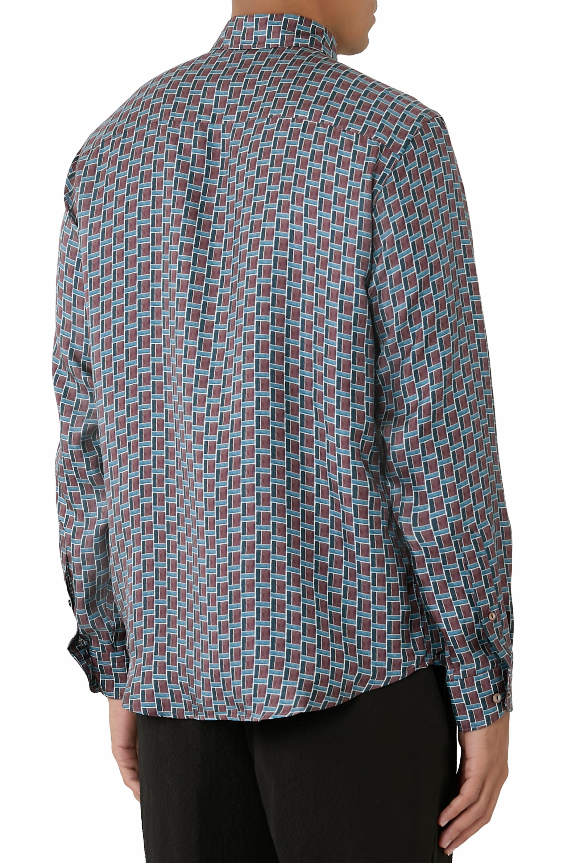 Geometric Print Silk Twill Shirt