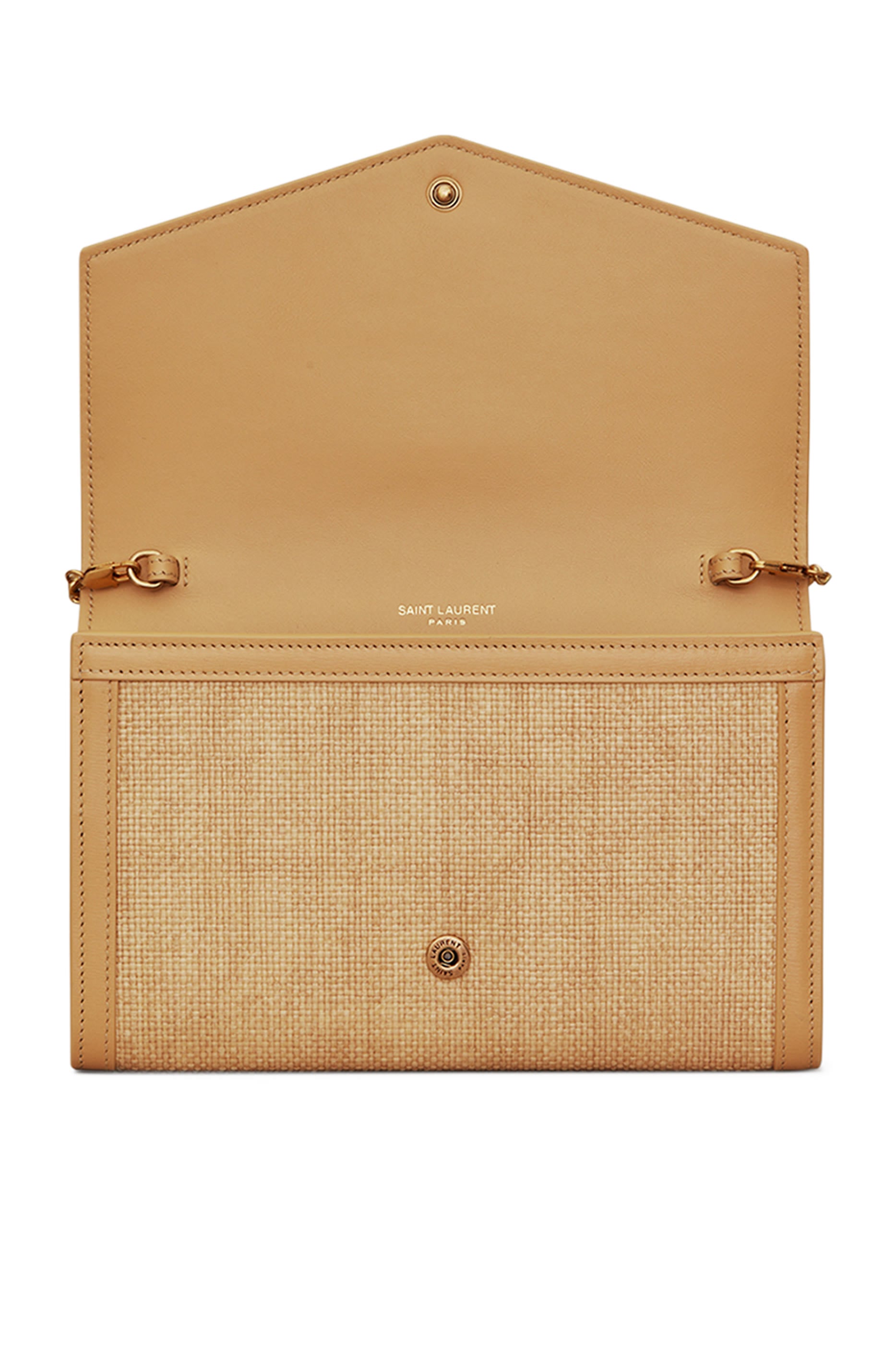 Uptown Chain Wallet in Micro Raffia