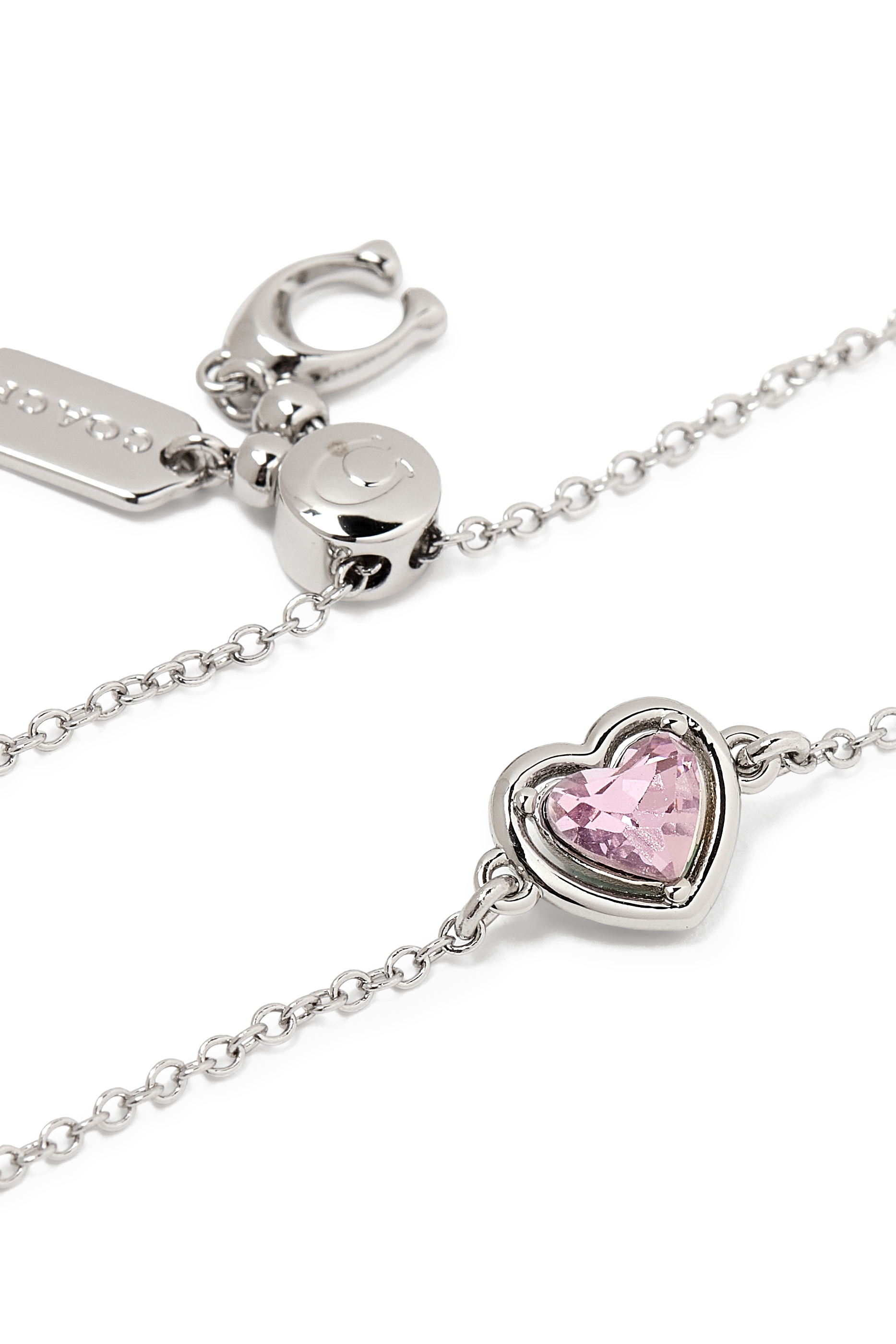 Halo Heart Slider Bracelet, Brass & Glass Crystal