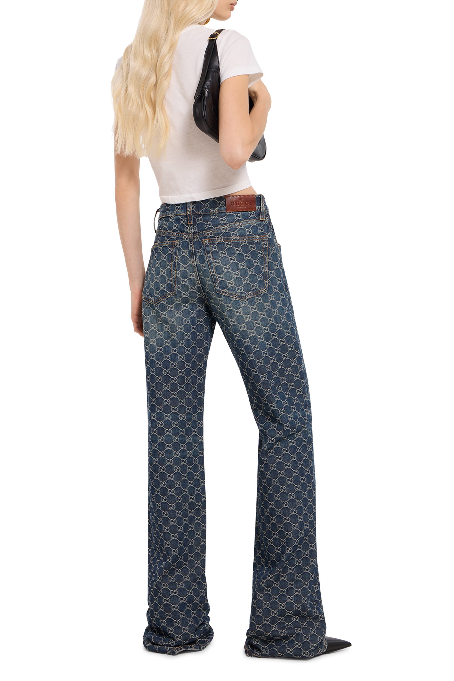  GG Cotton Denim Jacquard Pants