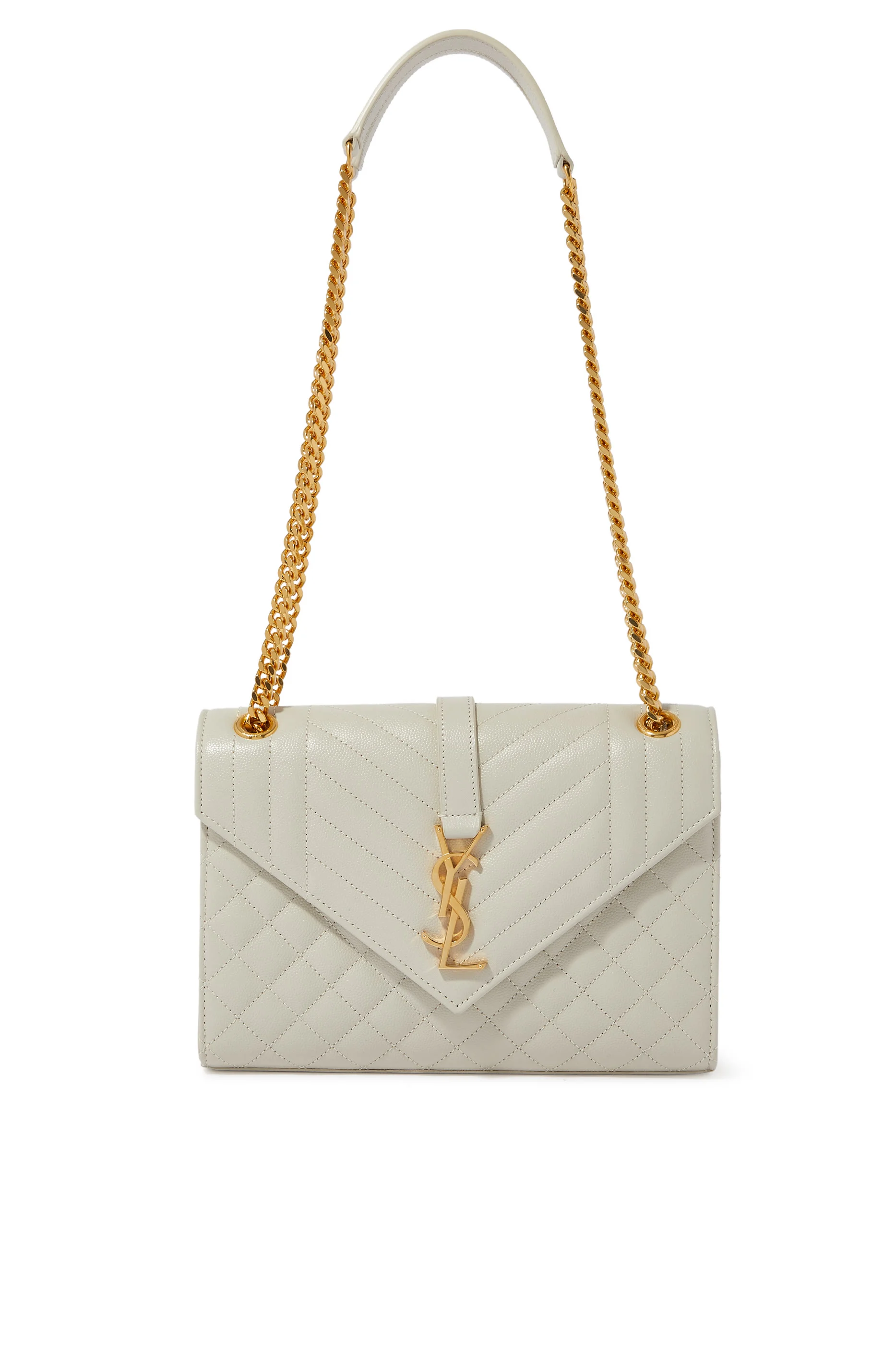 Envelope Medium Bag in Mix Matelass&eacute; Grain De Poudre Embossed Leather