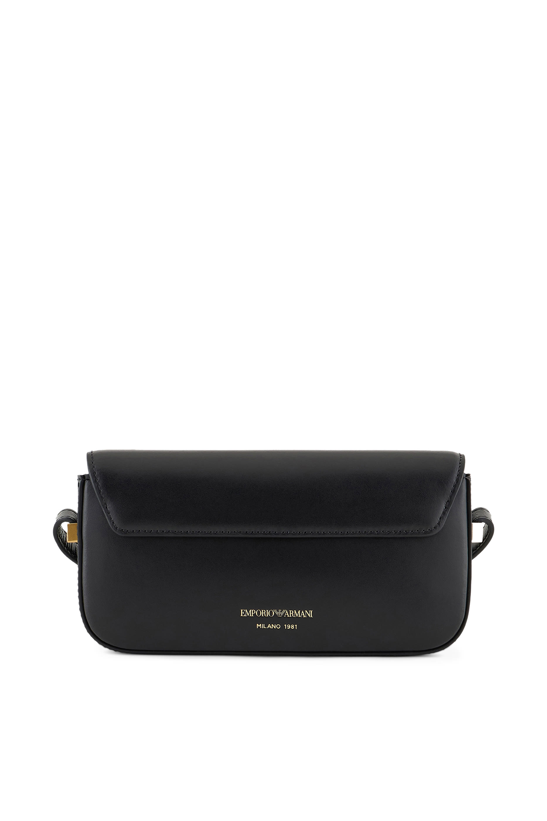 Metal Eagle Logo Smooth Leather Shoulder Bag