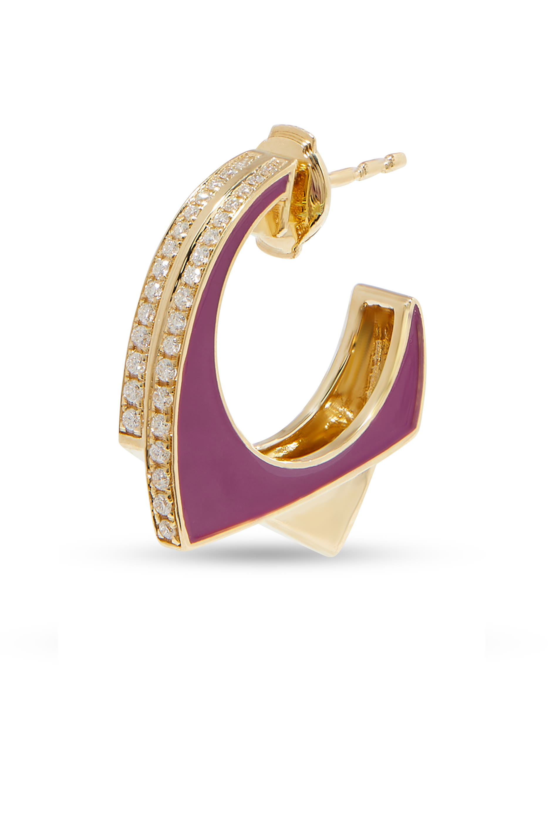 Handcuff Single Hoop Earring, 9k Yellow Gold, Diamonds & Enamel