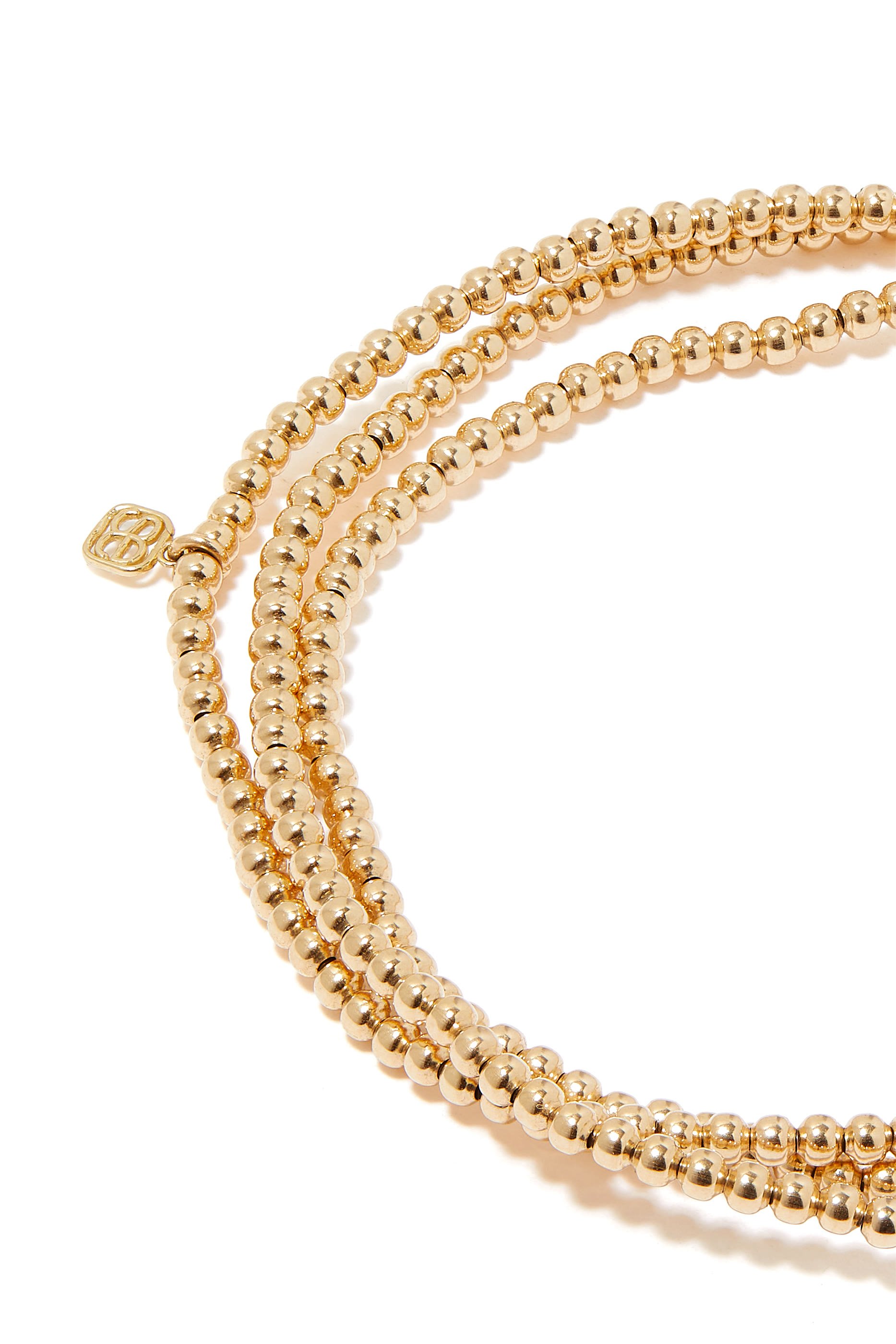 Heart Charm Beaded Bracelet, 14k Yellow Gold