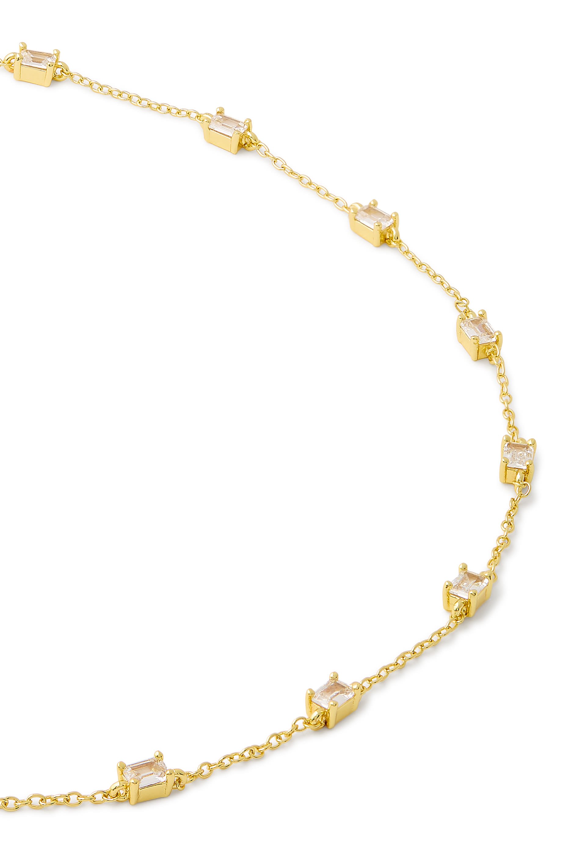 Chain Necklace, 14K Yellow Gold Plating & Cubic Zirconia